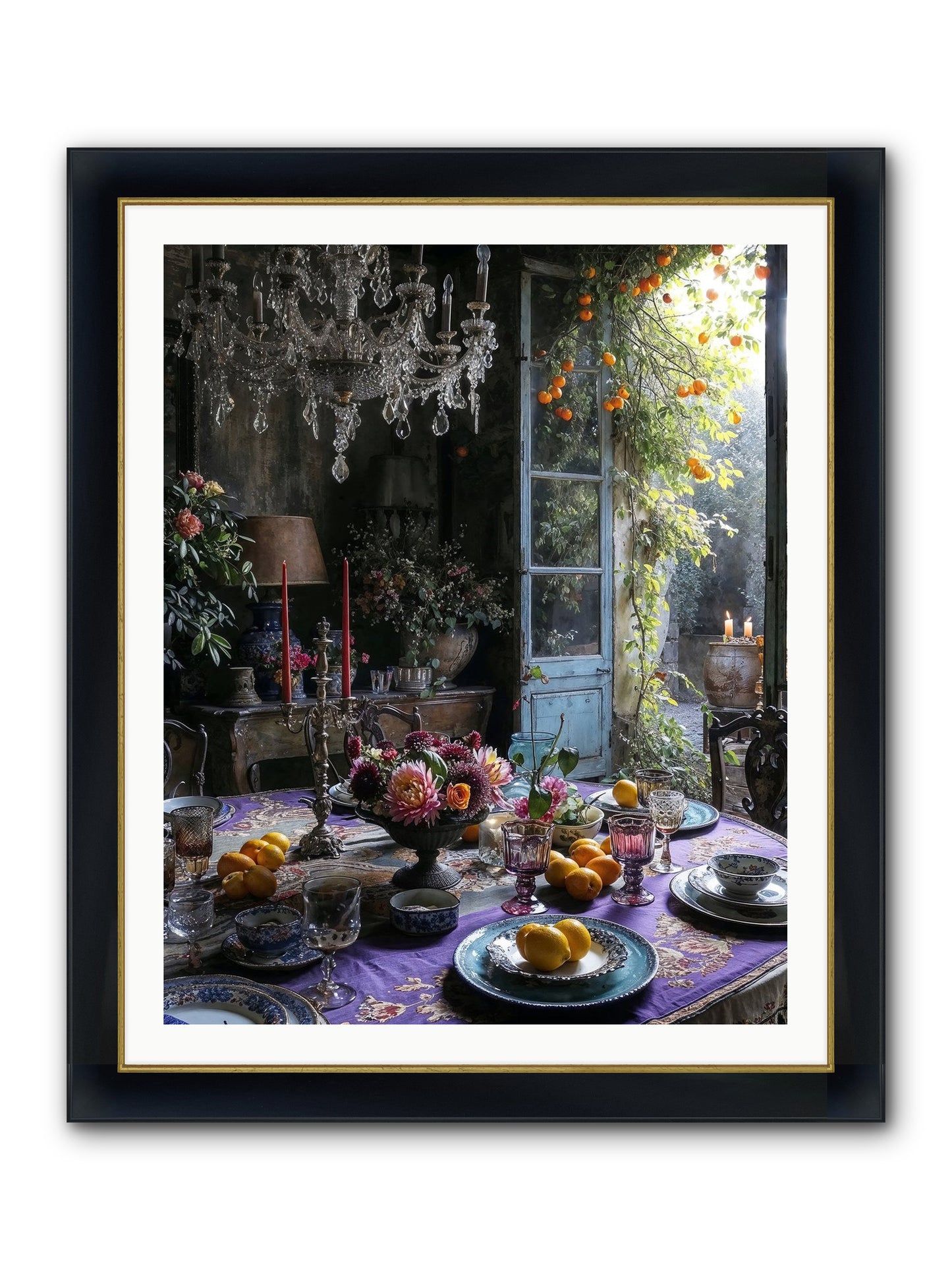Moon Crest Framed Print - Wide Black w/Gold 32x40