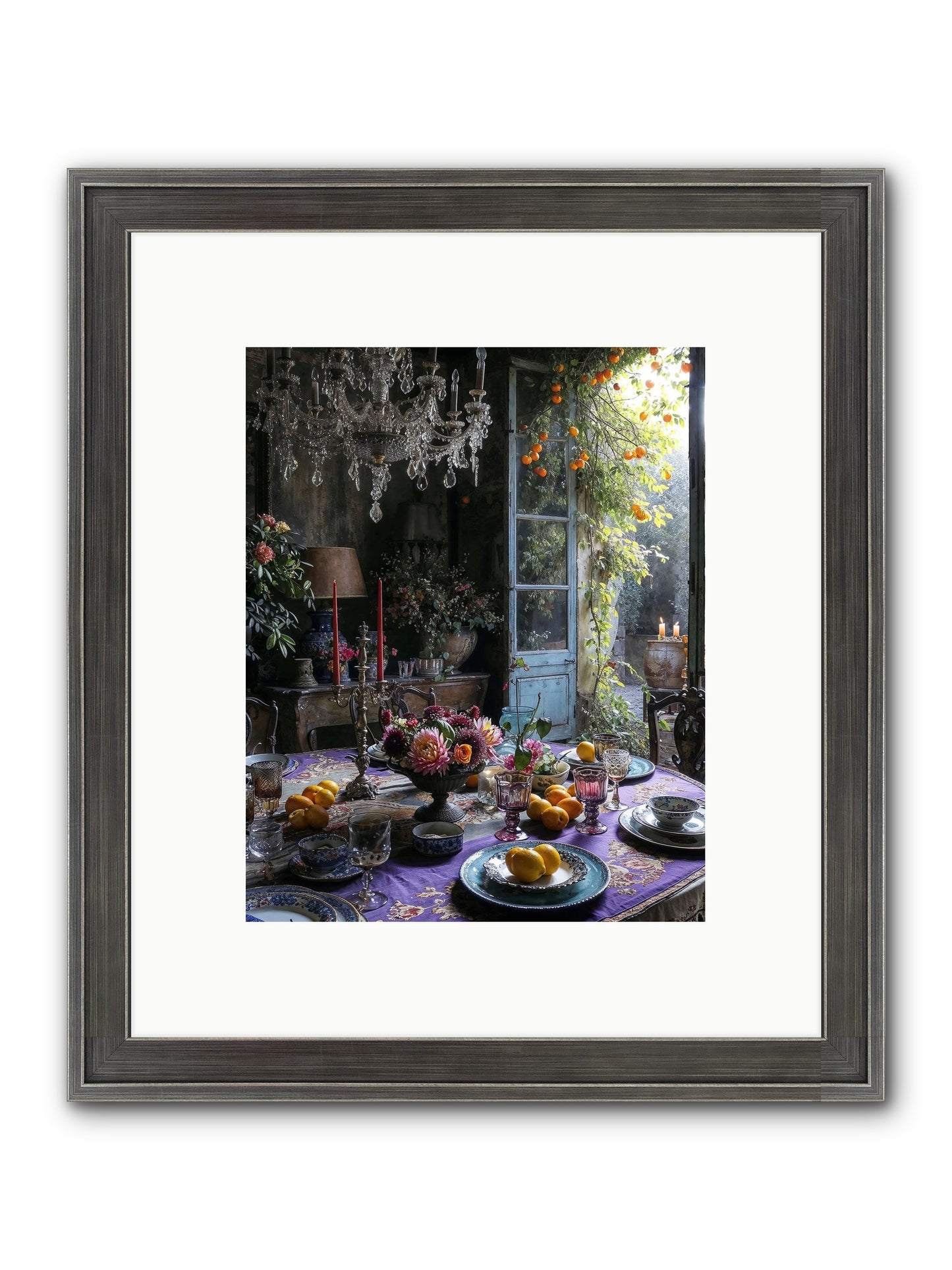 Moon Crest Framed Print - Slimwoods Black/Silver 8x10