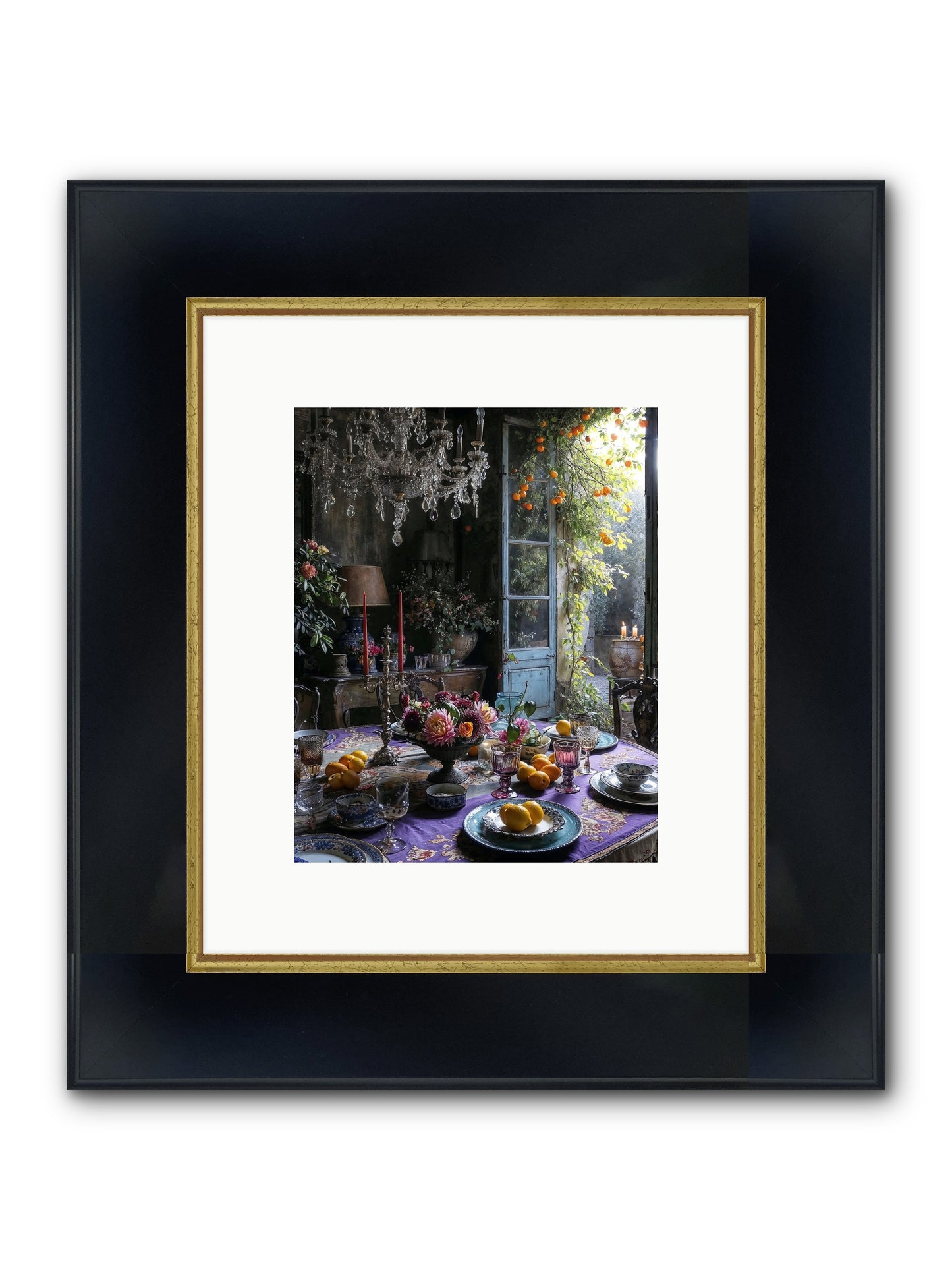 Moon Crest Framed Print - Wide Black w/Gold 8x10