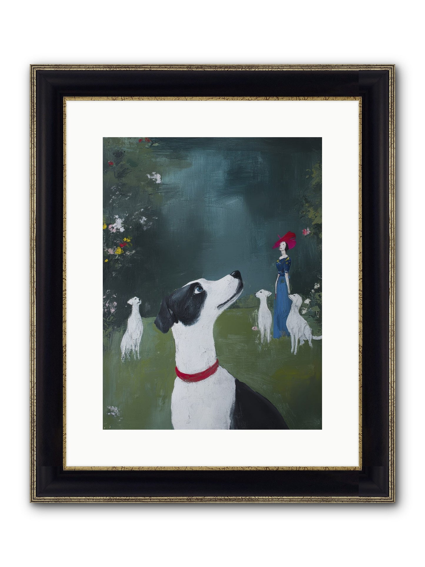 Moon Gazing Moment Framed Print - Black & Gold 12x16