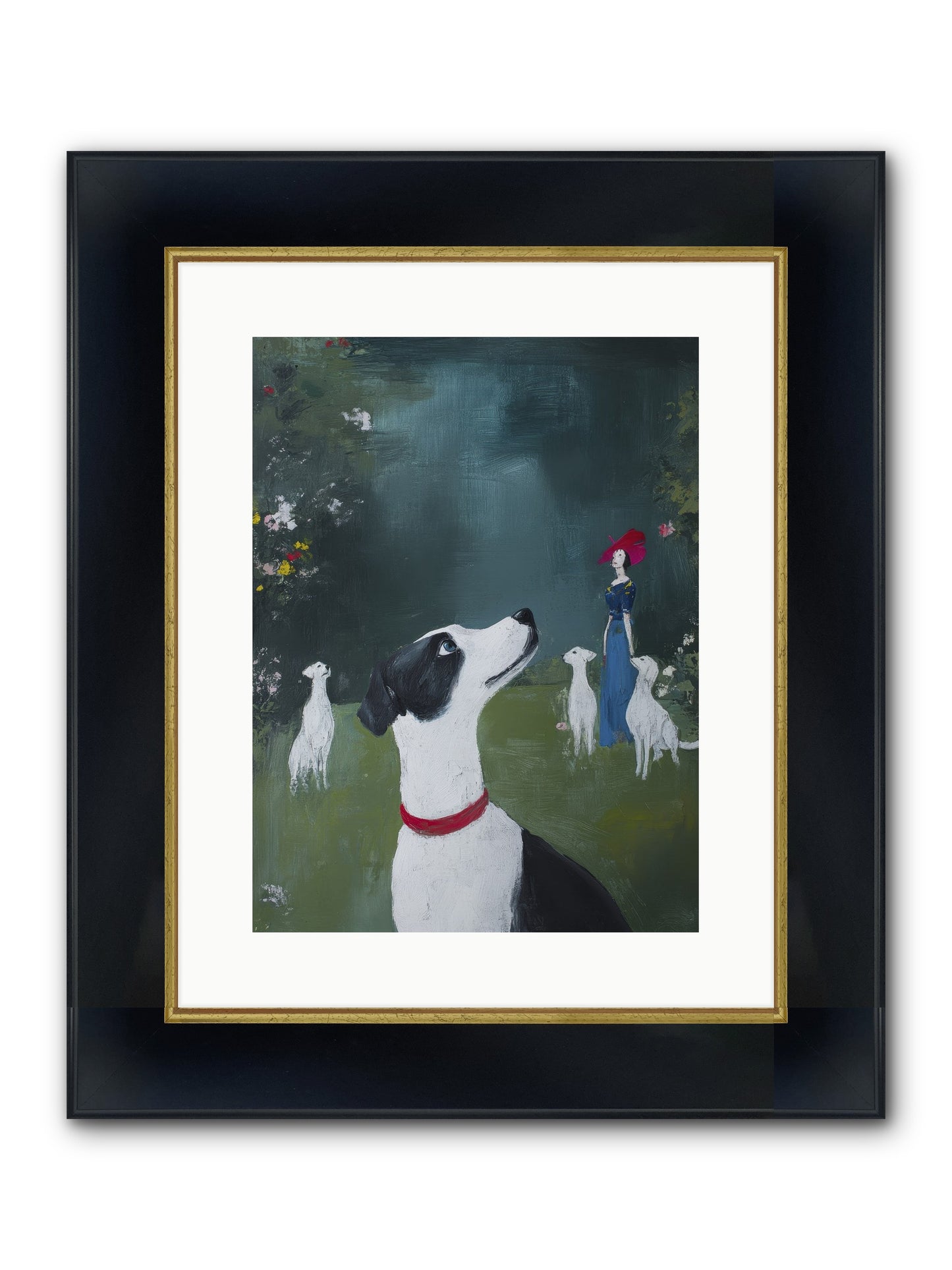 Moon Gazing Moment Framed Print - Wide Black w/Gold 12x16