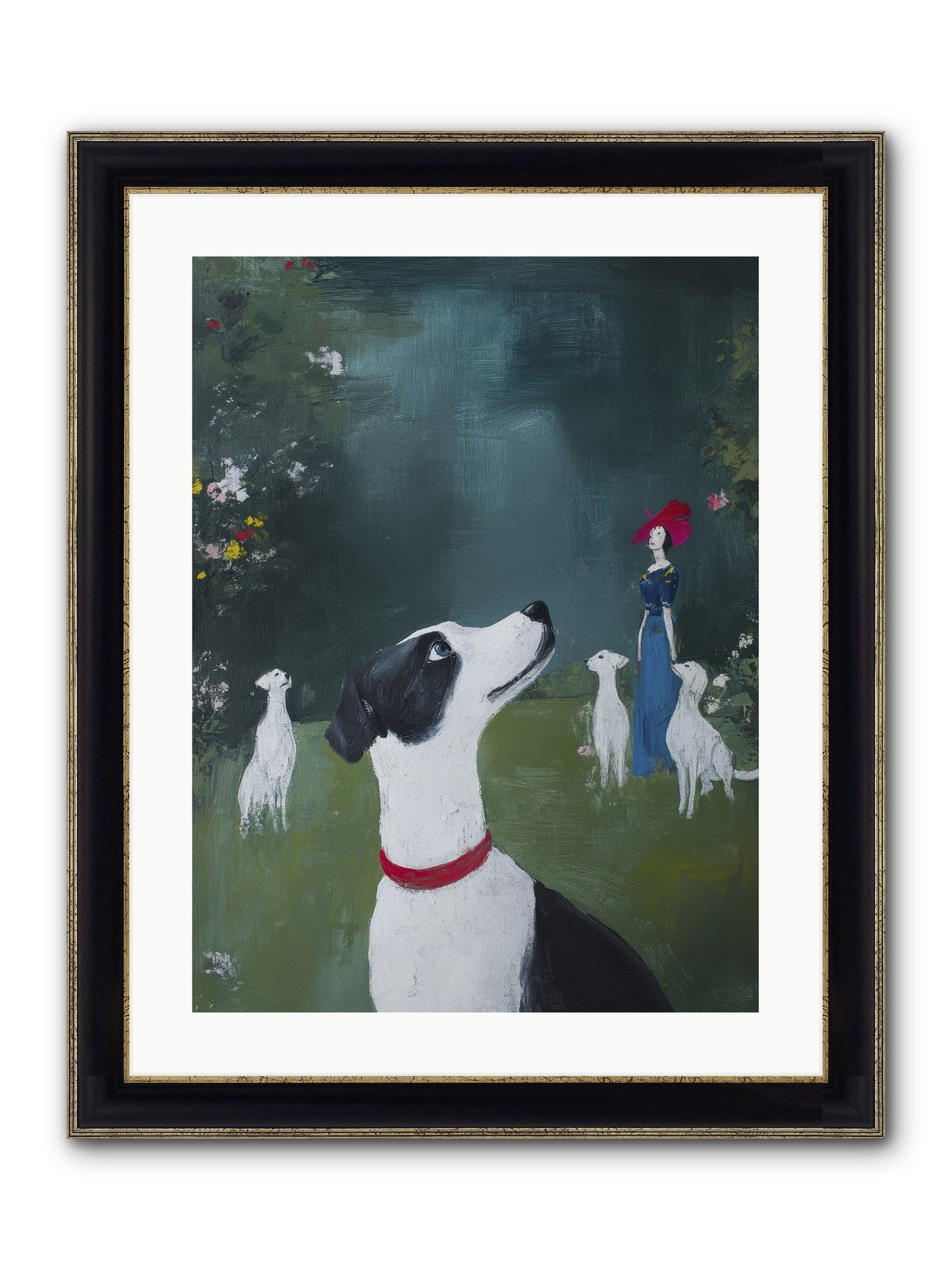 Moon Gazing Moment Framed Print - Black & Gold 18x24