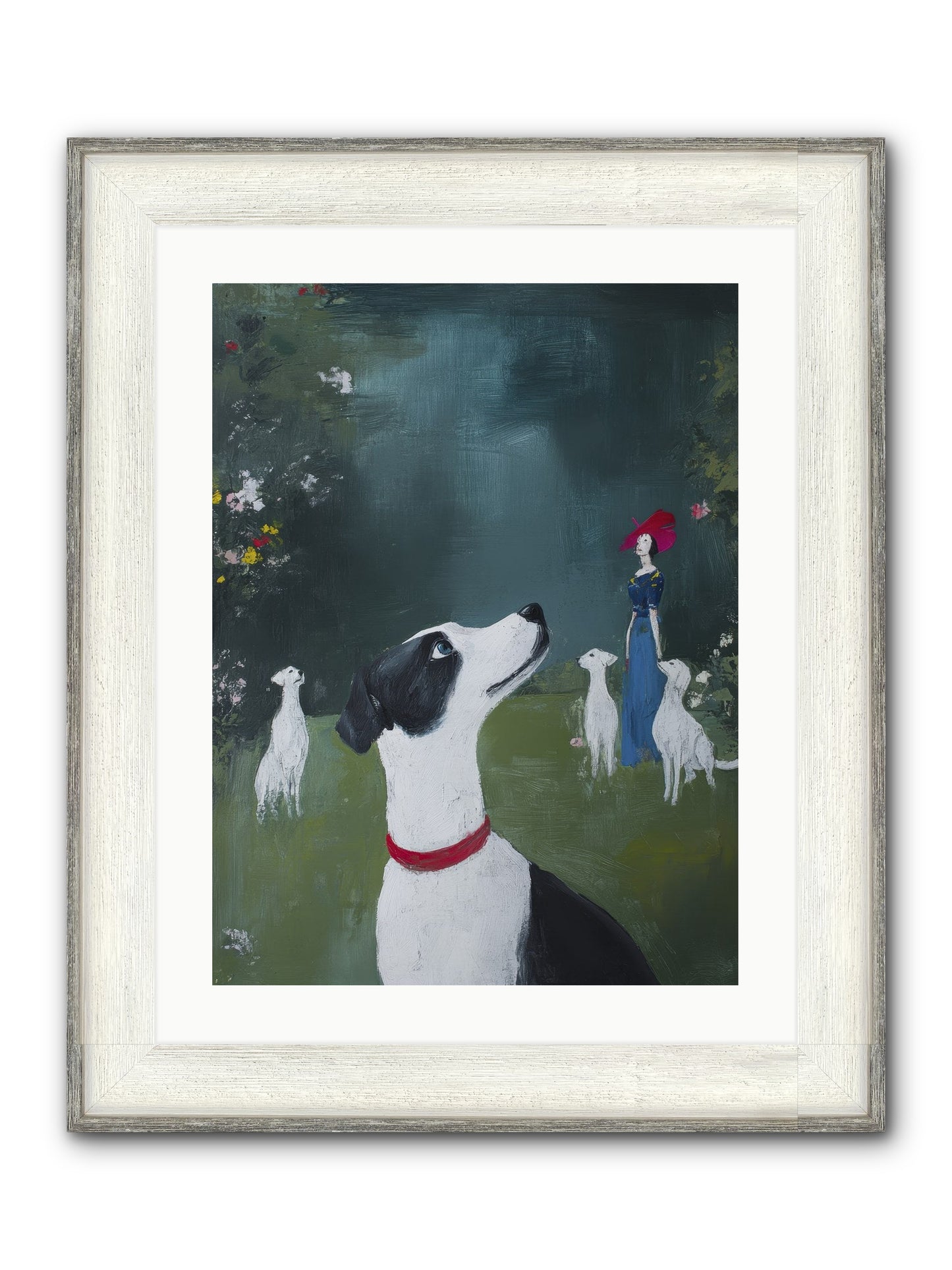 Moon Gazing Moment Framed Print - Driftwood White 18x24