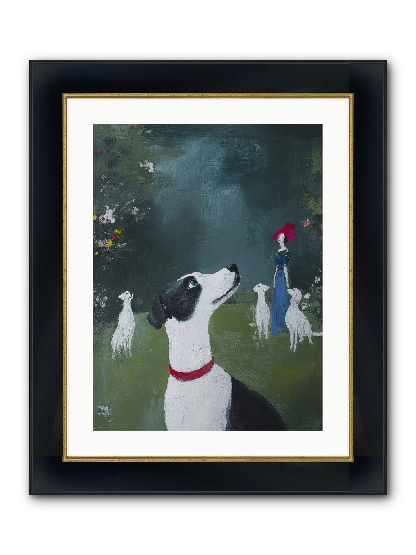 Moon Gazing Moment Framed Print - Wide Black w/Gold 18x24