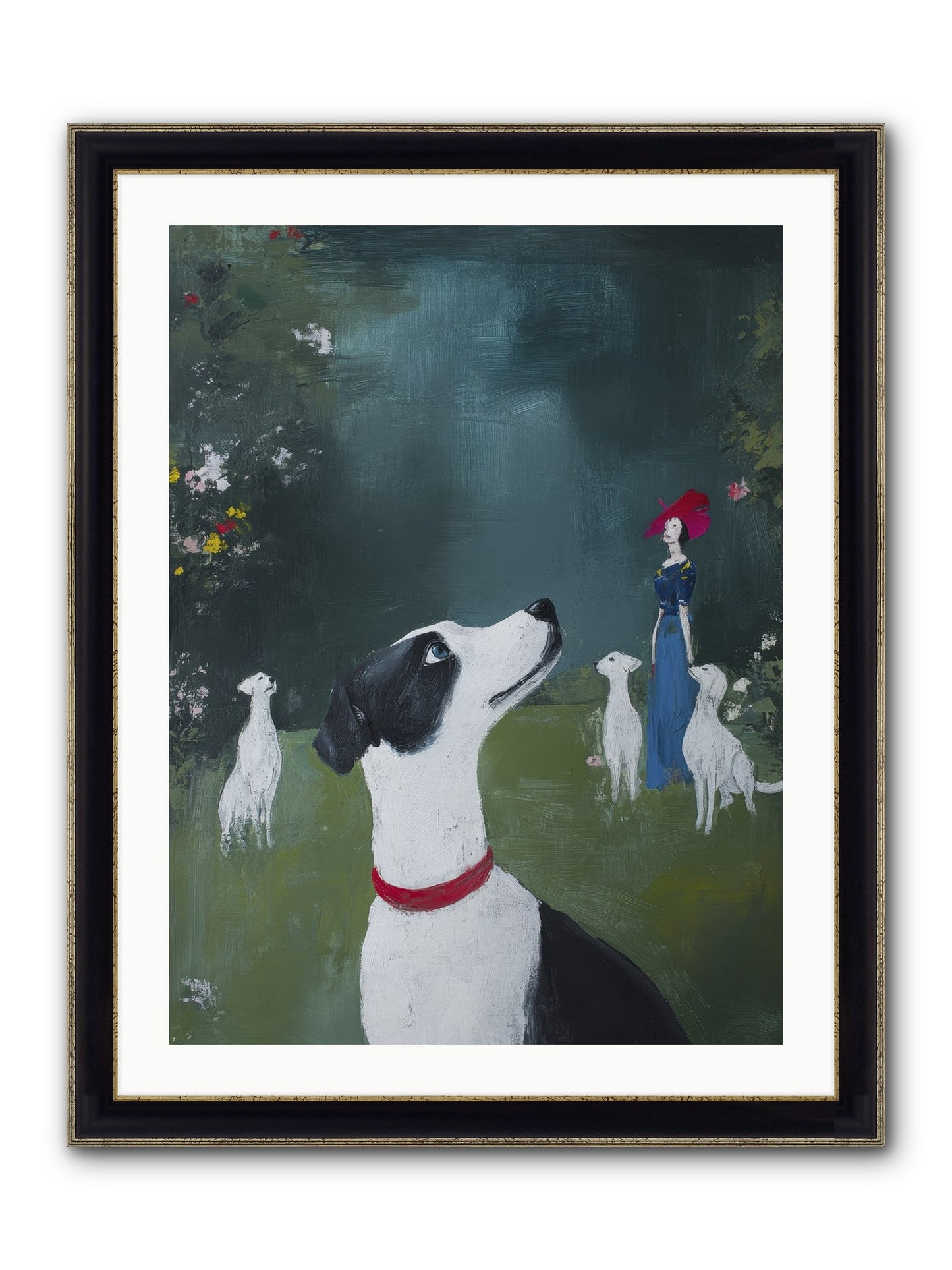 Moon Gazing Moment Framed Print - Black & Gold 24x32