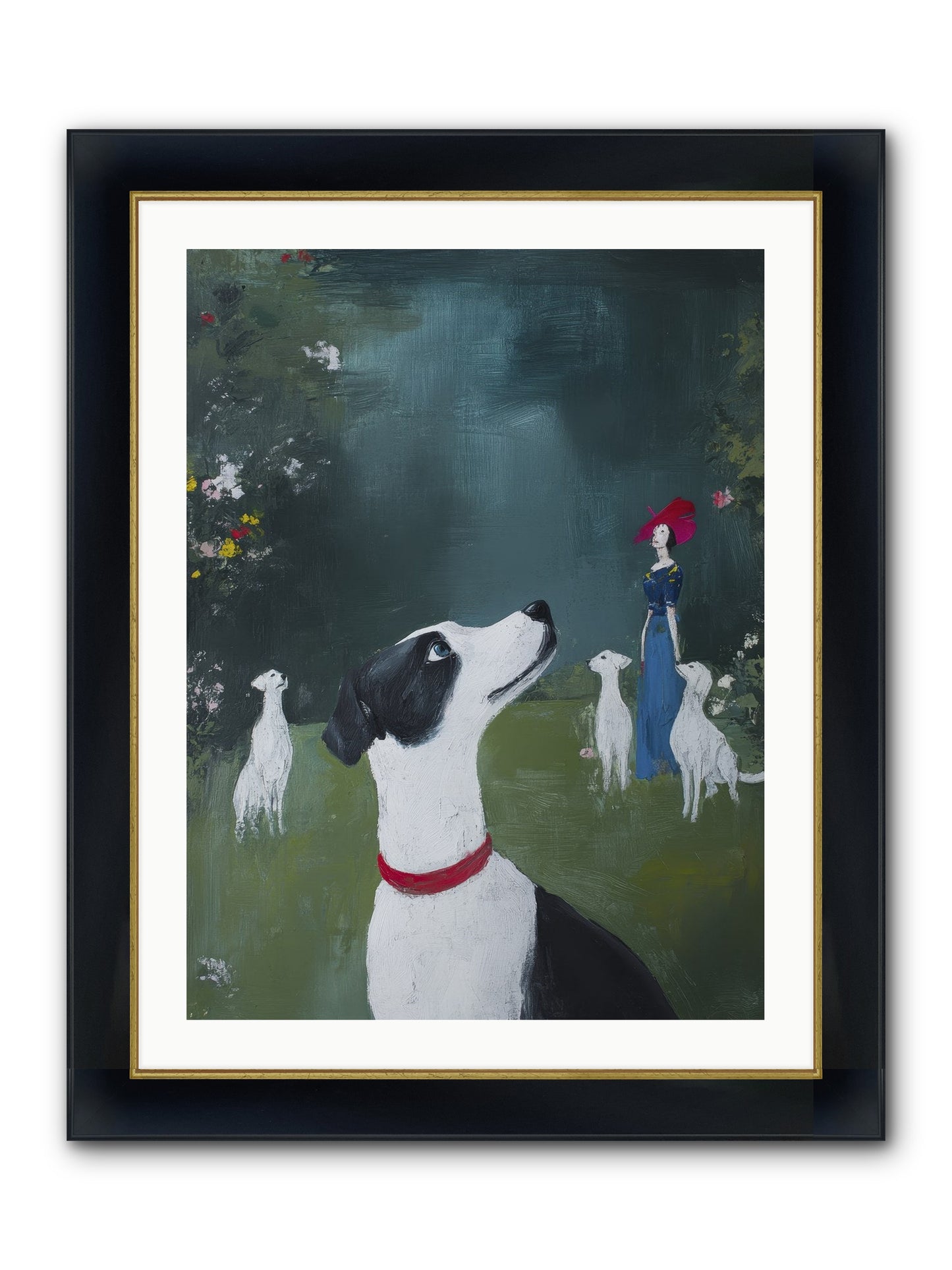 Moon Gazing Moment Framed Print - Wide Black w/Gold 24x32