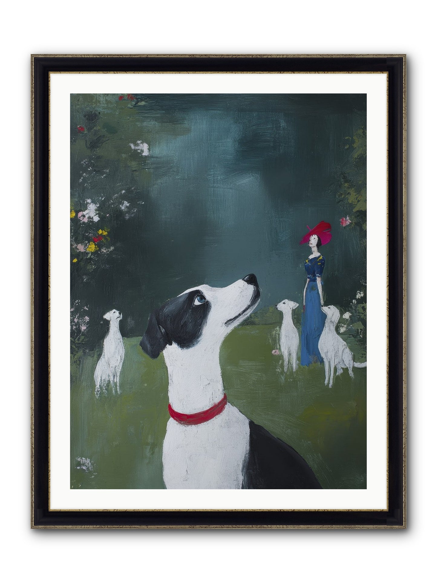 Moon Gazing Moment Framed Print - Black & Gold 30x40