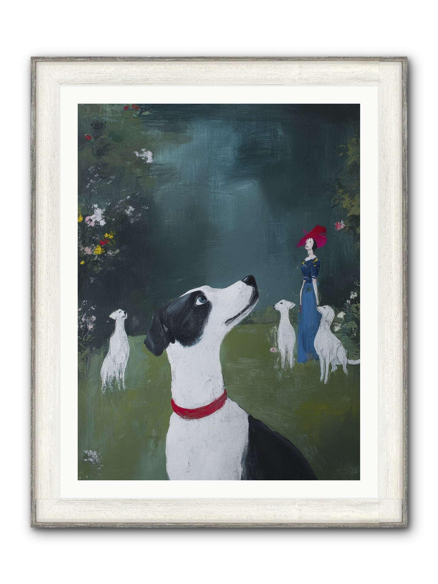 Moon Gazing Moment Framed Print - Driftwood White 30x40