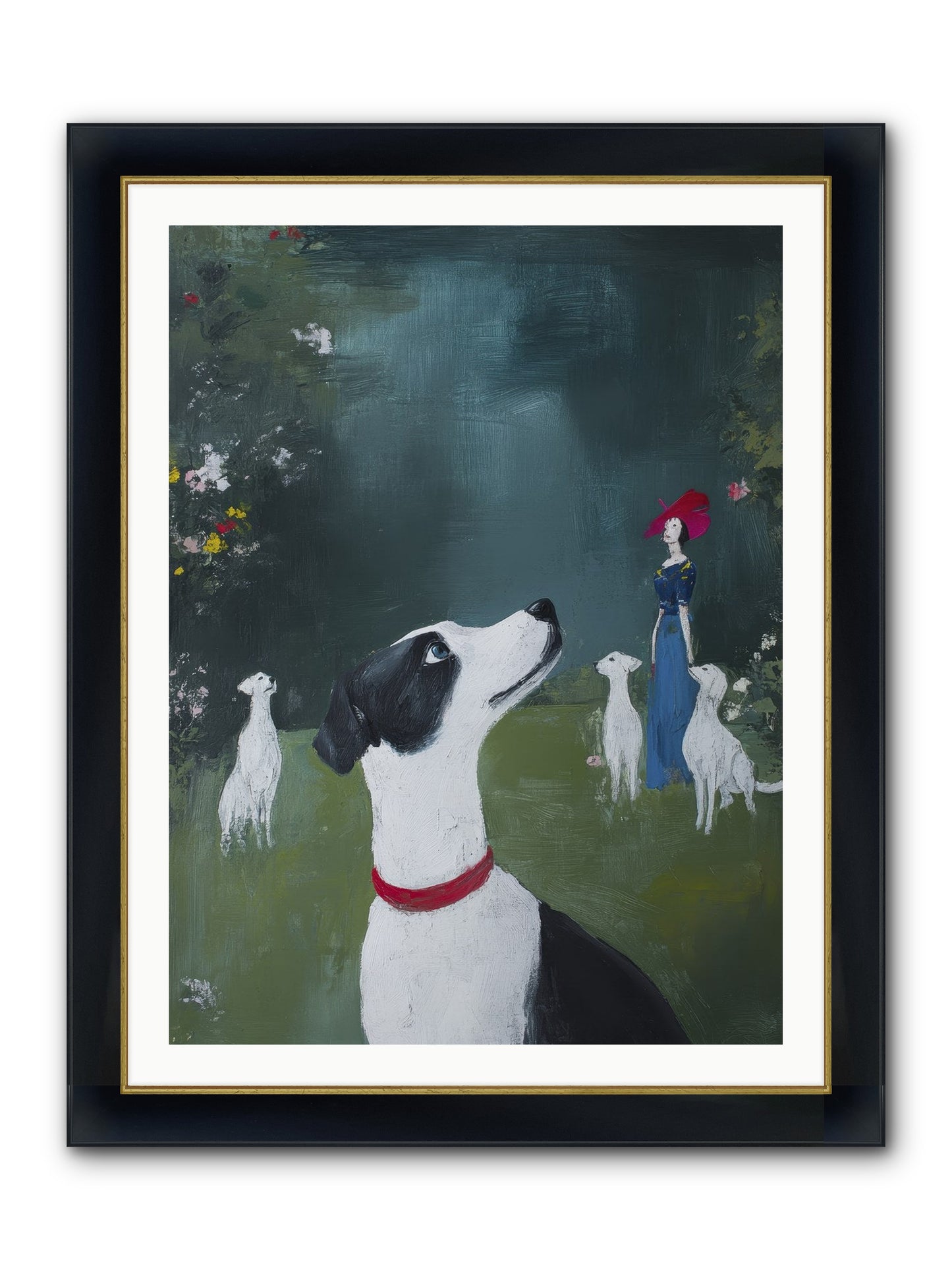 Moon Gazing Moment Framed Print - Wide Black w/Gold 30x40