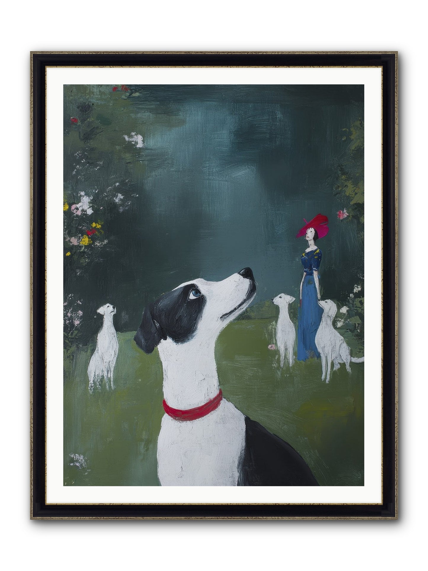 Moon Gazing Moment Framed Print - Black & Gold 36x48