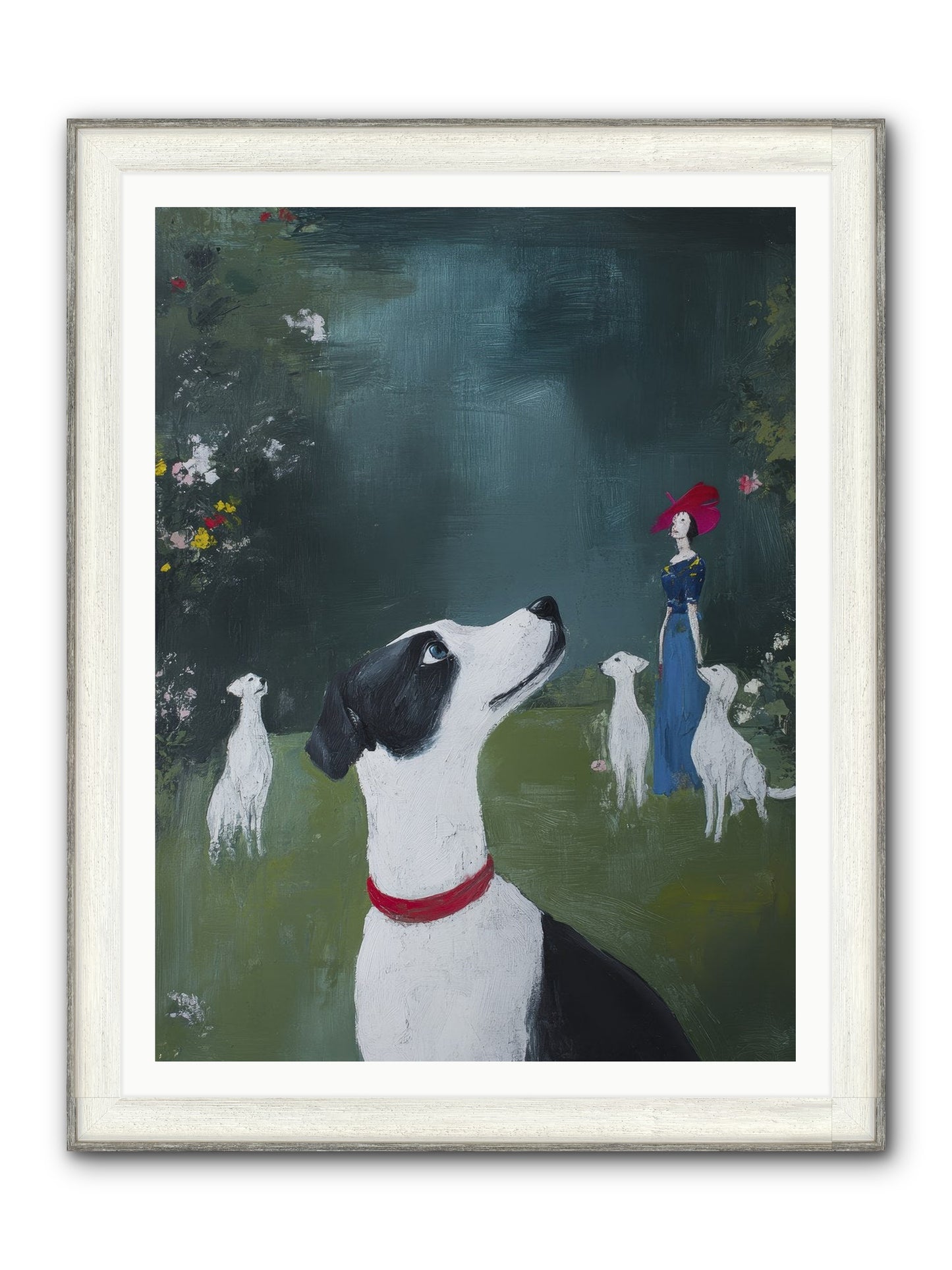 Moon Gazing Moment Framed Print - Driftwood White 36x48