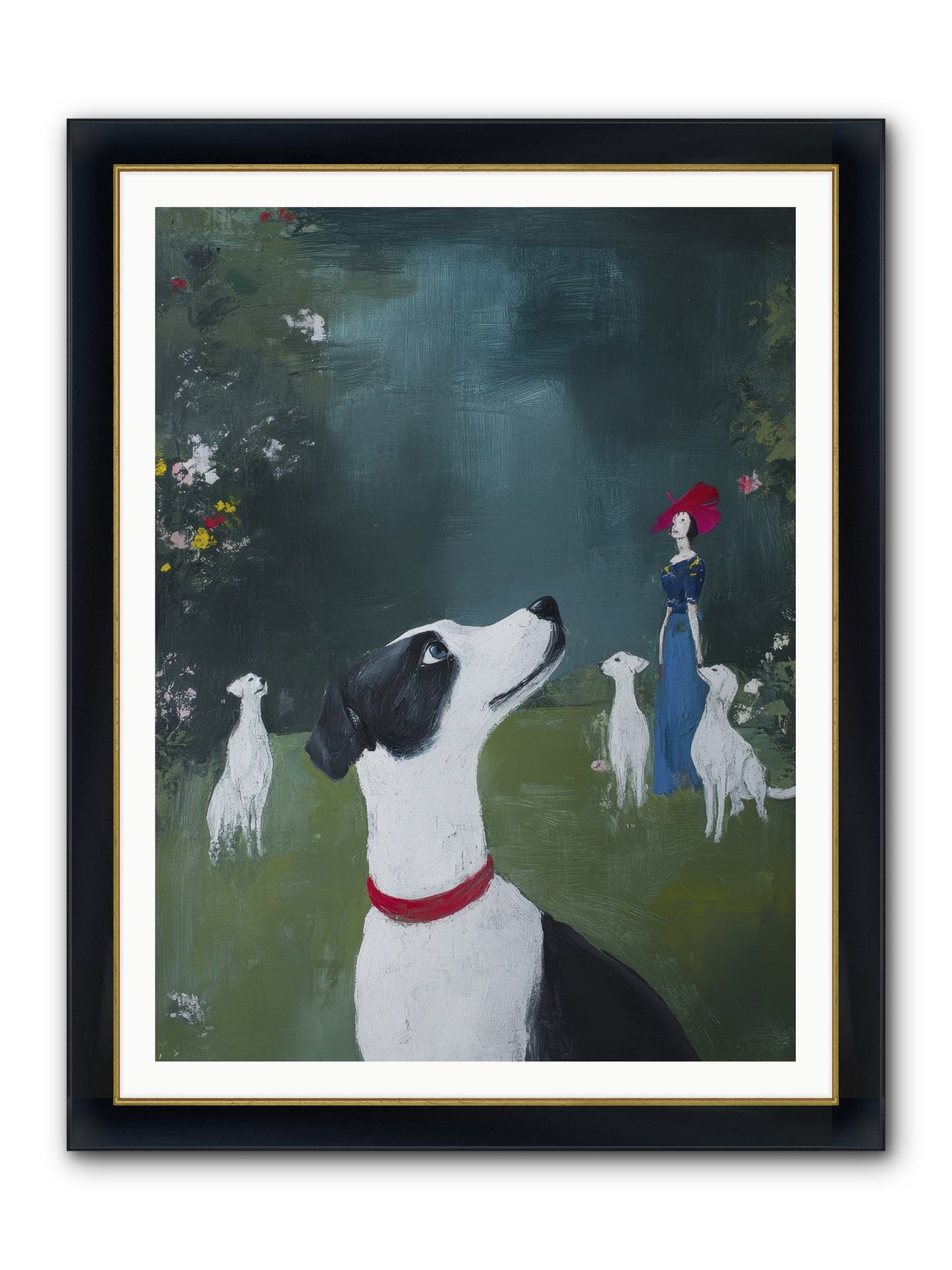 Moon Gazing Moment Framed Print - Wide Black w/Gold 36x48