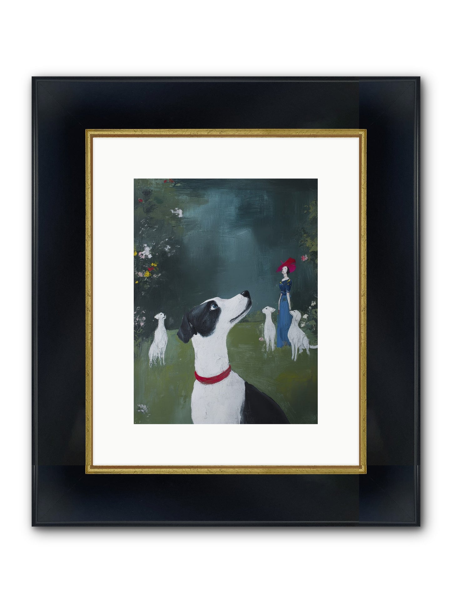 Moon Gazing Moment Framed Print - Wide Black w/Gold 9x12
