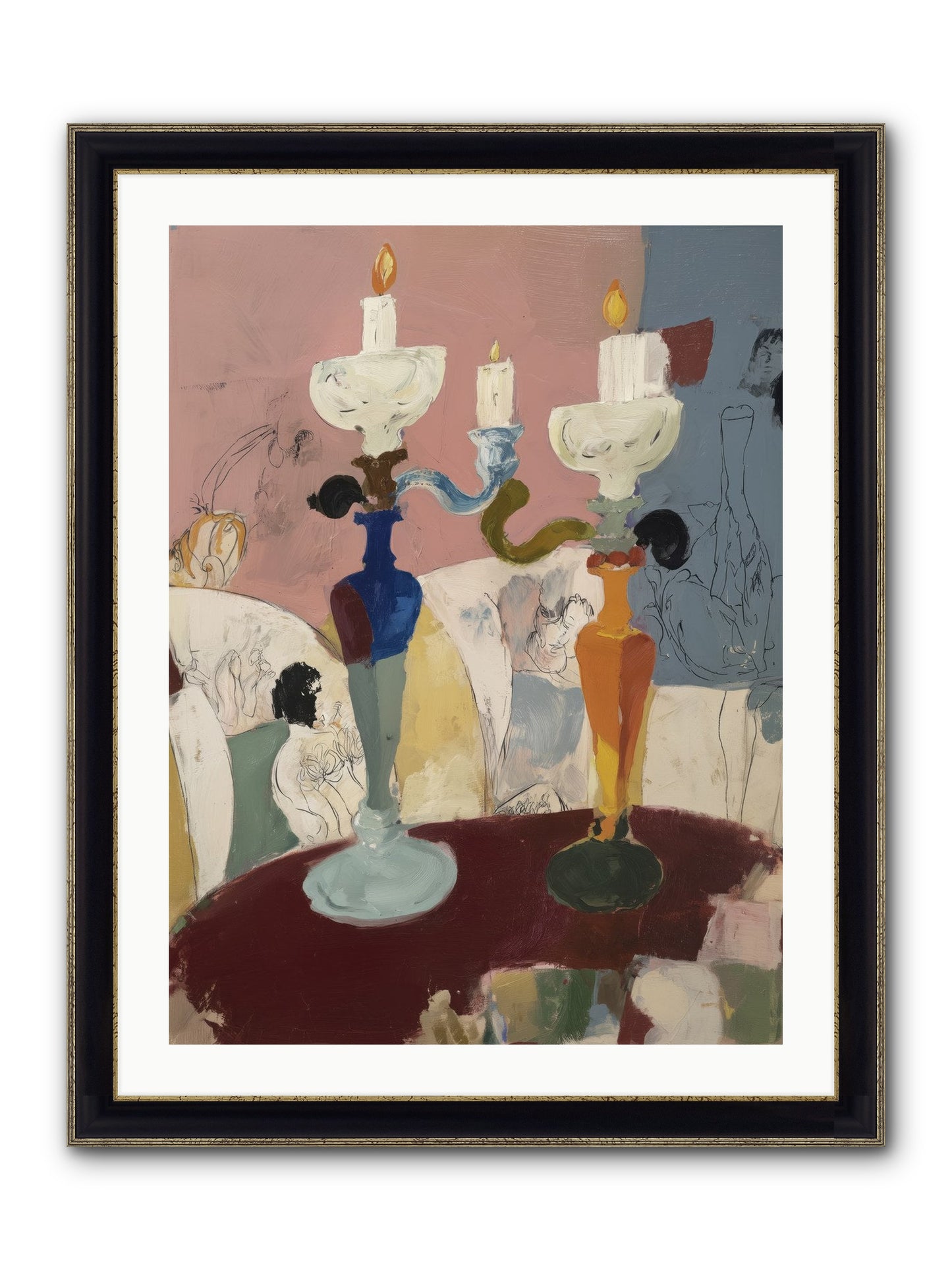 Moon’s Lament Framed Print - Black & Gold 24x32
