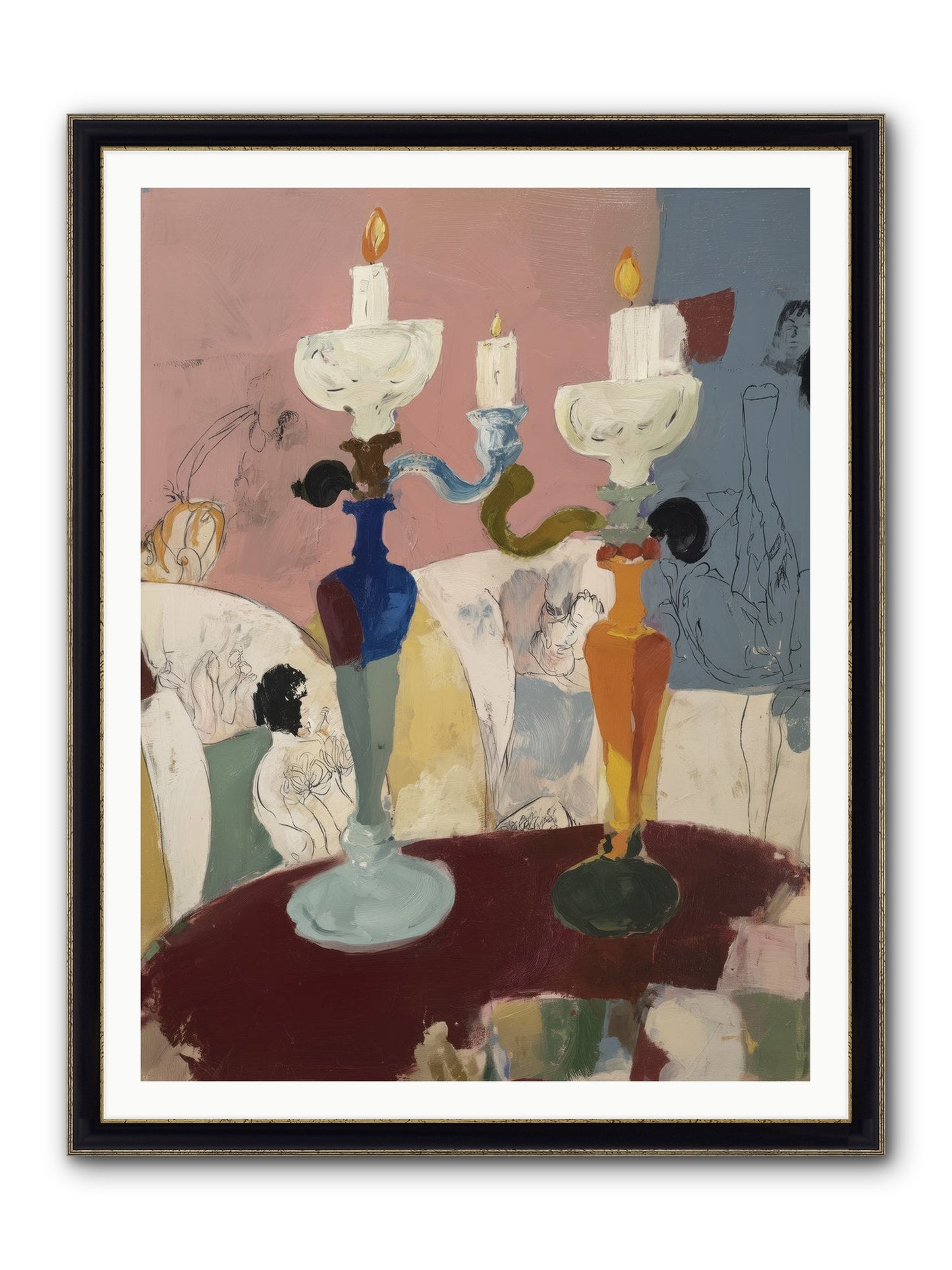 Moon’s Lament Framed Print - Black & Gold 36x48