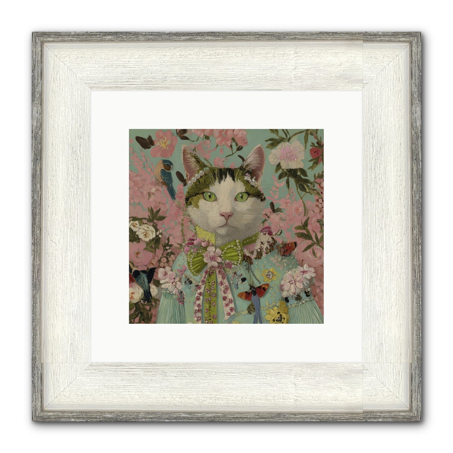 Moon Flower Garden Delight Framed Print - Driftwood White 10x10
