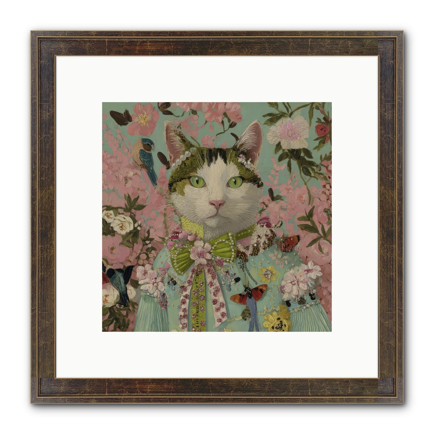 Moon Flower Garden Delight Framed Print - Slimwoods Black/Gold 10x10