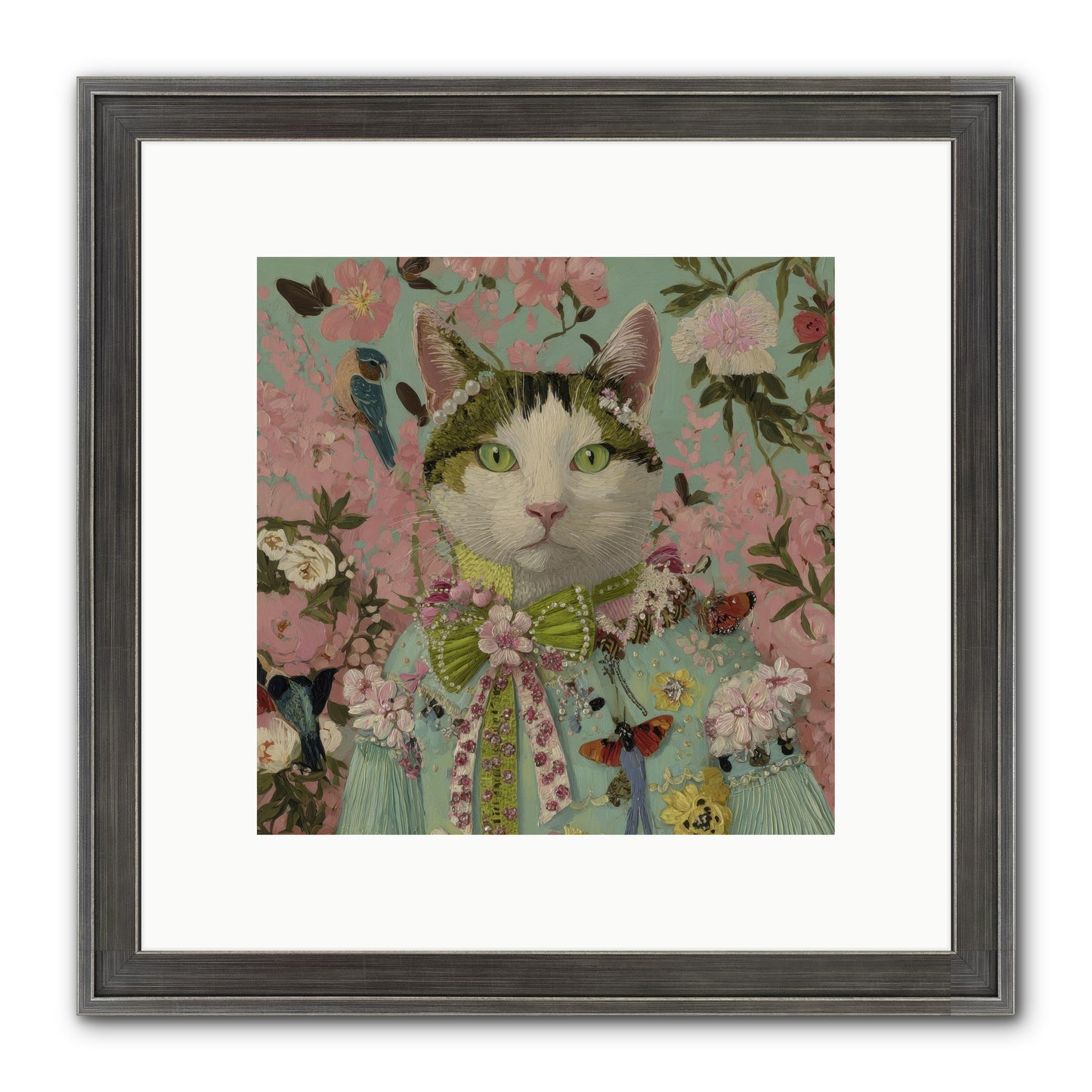 Moon Flower Garden Delight Framed Print - Slimwoods Black/Silver 10x10