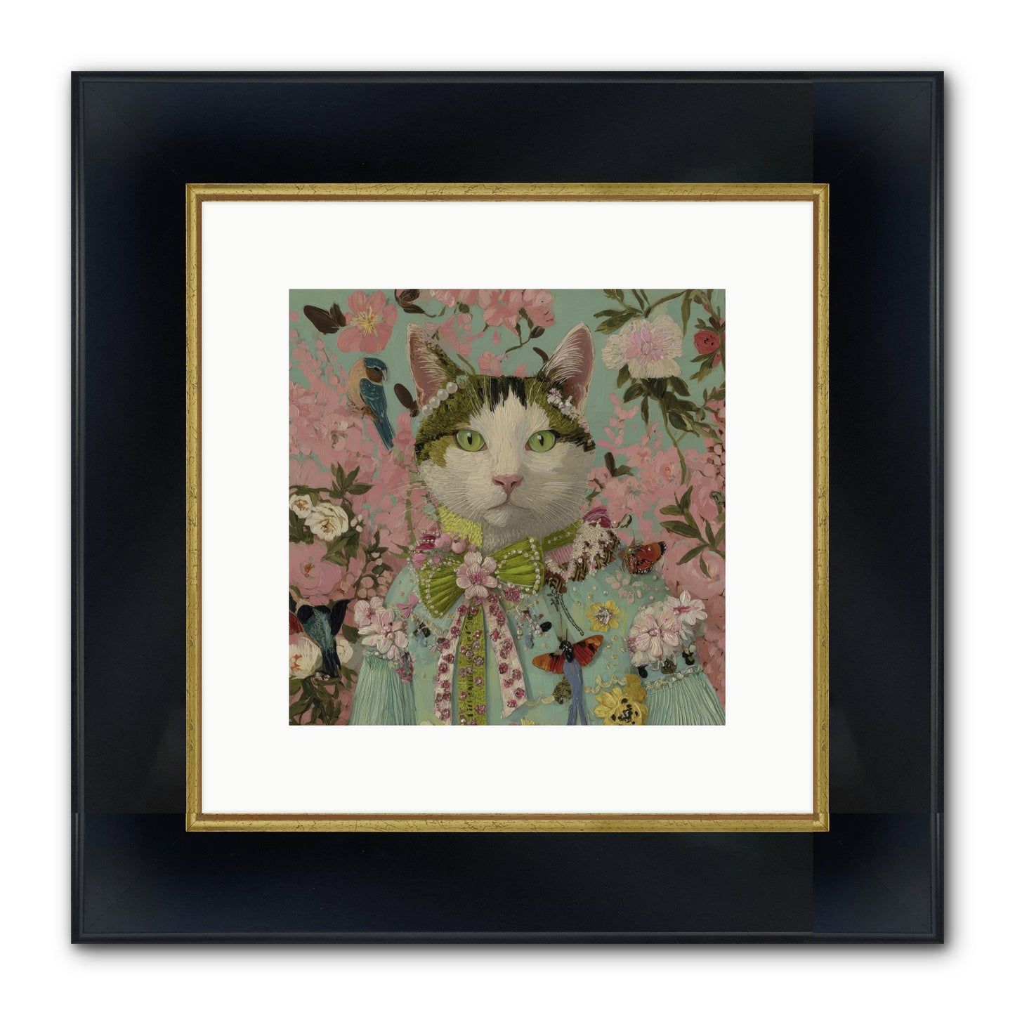 Moon Flower Garden Delight Framed Print - Wide Black w/Gold 10x10