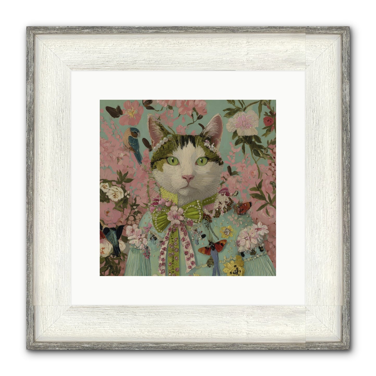 Moon Flower Garden Delight Framed Print - Driftwood White 12x12