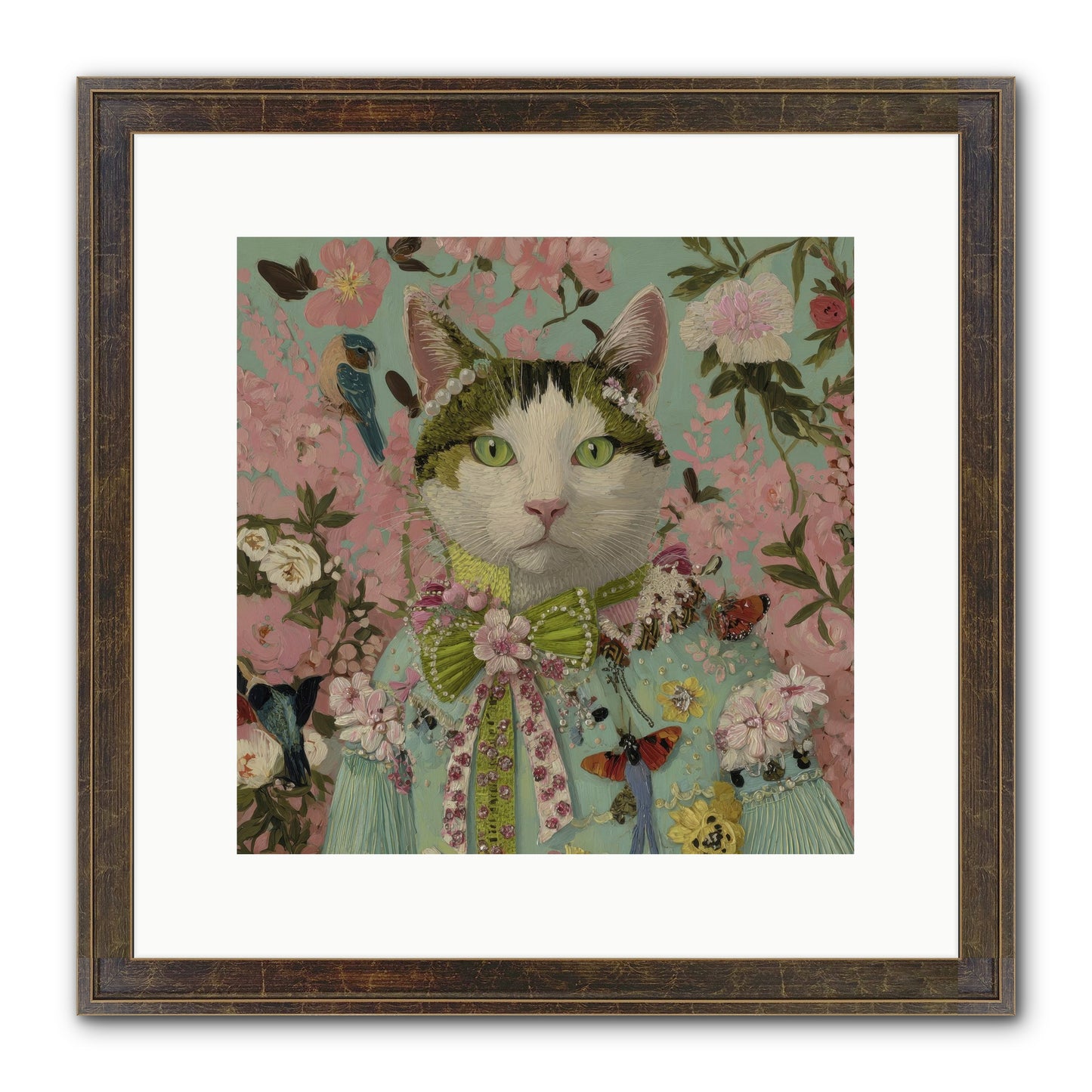 Moon Flower Garden Delight Framed Print - Slimwoods Black/Gold 12x12