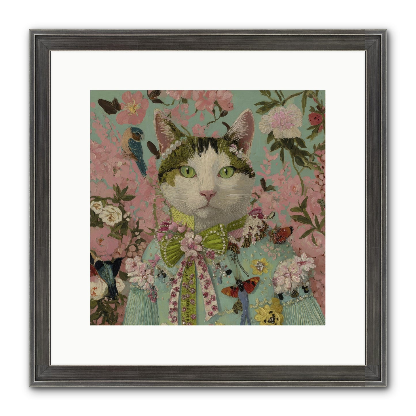 Moon Flower Garden Delight Framed Print - Slimwoods Black/Silver 12x12