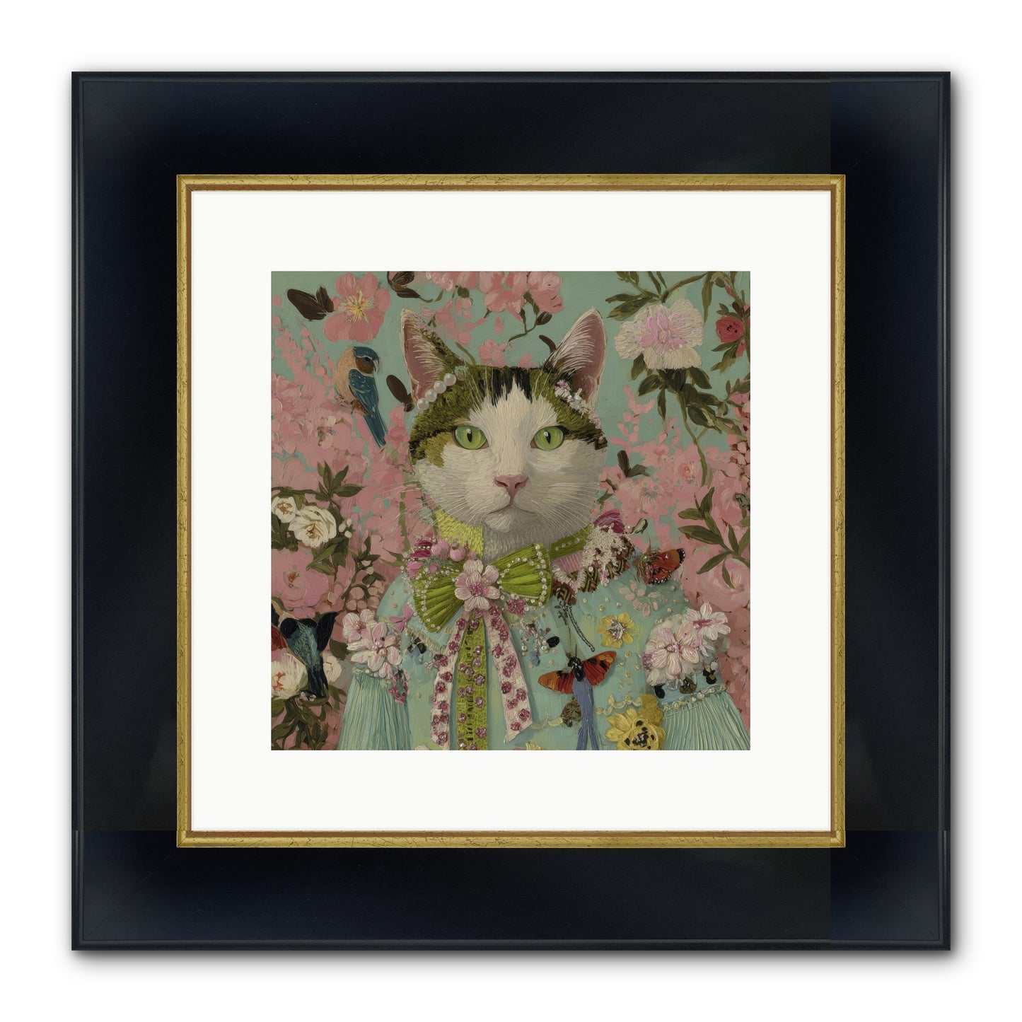 Moon Flower Garden Delight Framed Print - Wide Black w/Gold 12x12