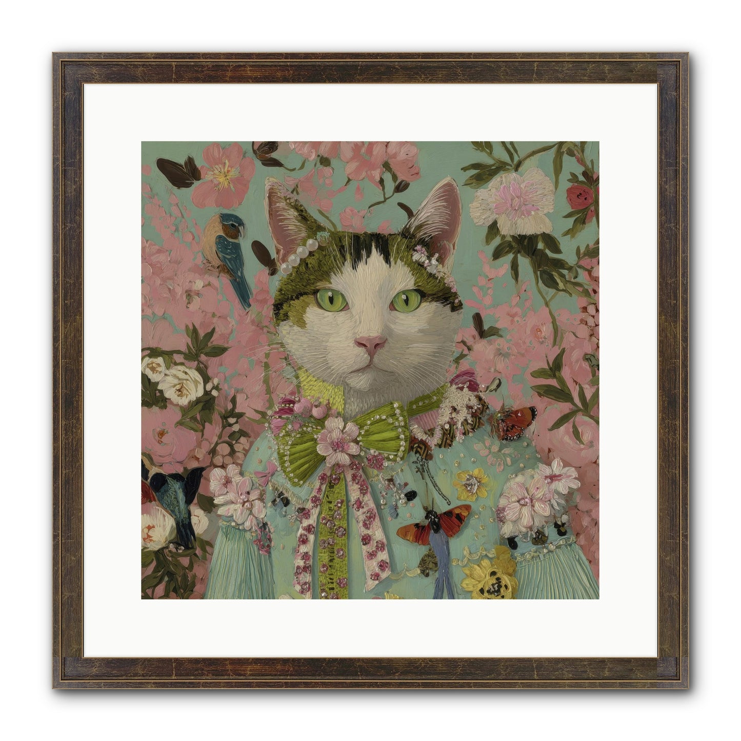 Moon Flower Garden Delight Framed Print - Slimwoods Black/Gold 16x16