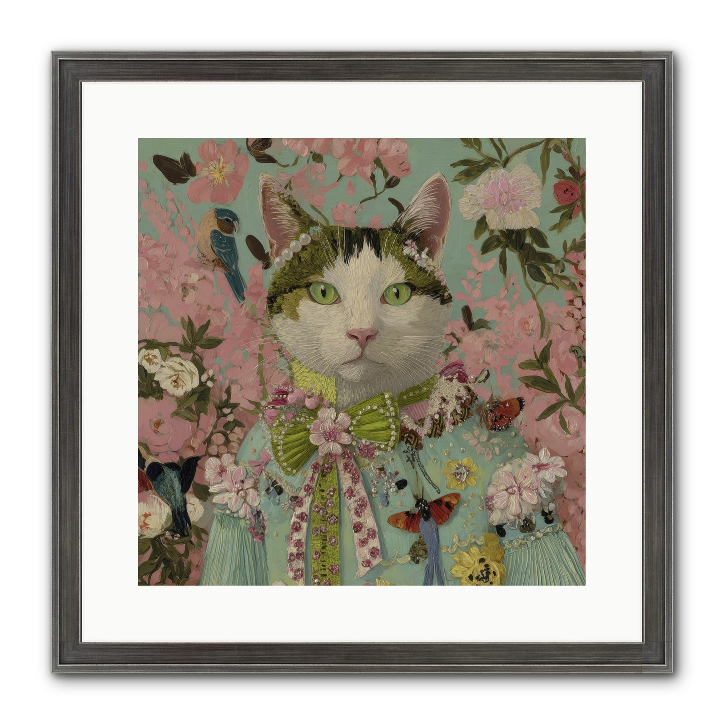 Moon Flower Garden Delight Framed Print - Slimwoods Black/Silver 16x16