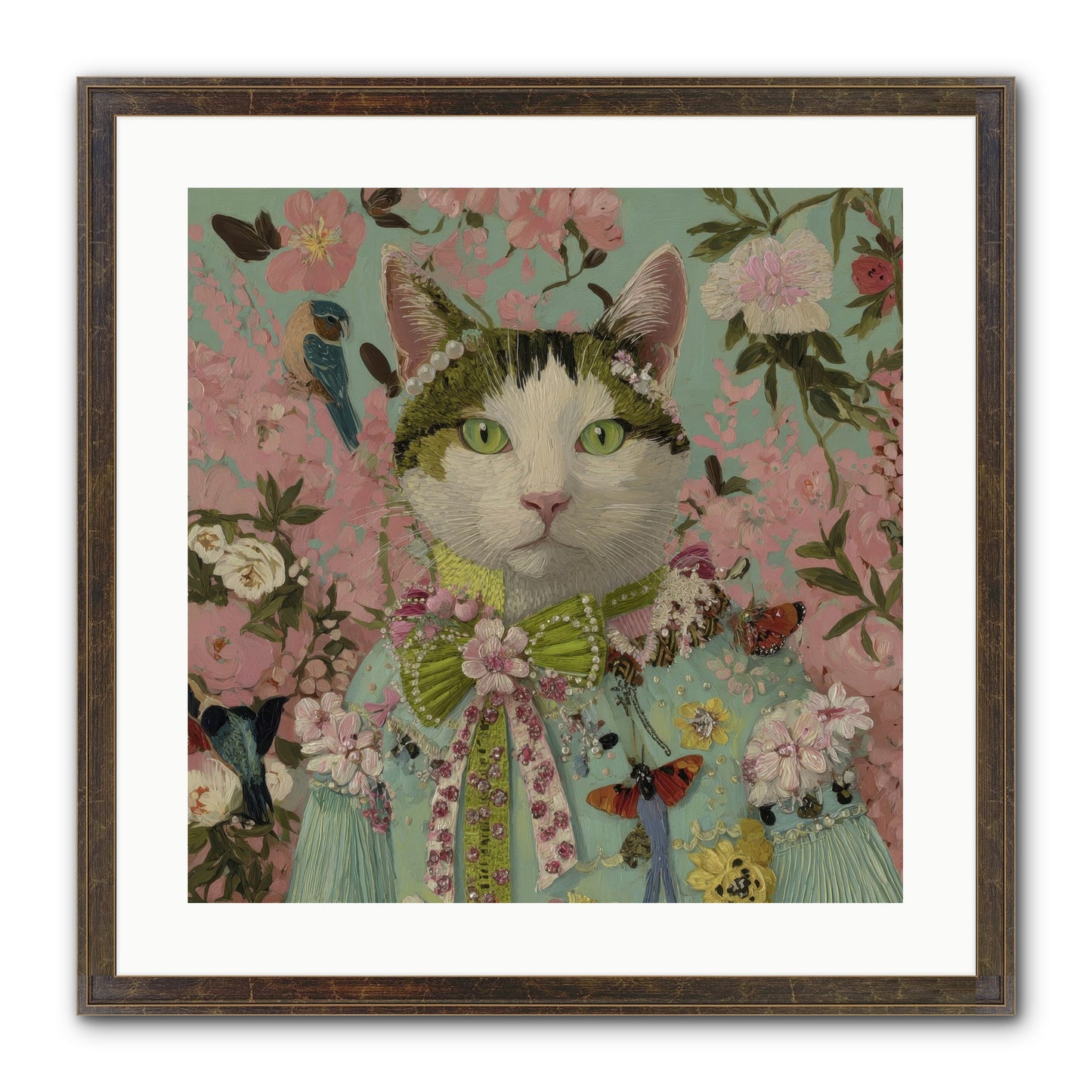 Moon Flower Garden Delight Framed Print - Slimwoods Black/Gold 20x20