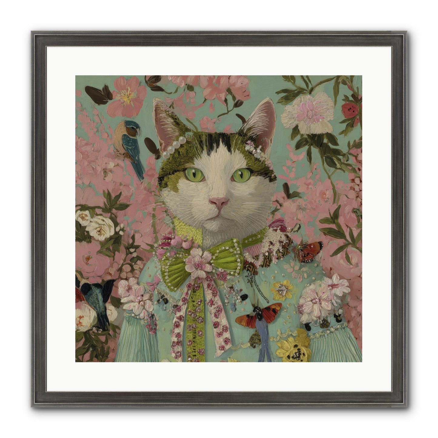 Moon Flower Garden Delight Framed Print - Slimwoods Black/Silver 20x20