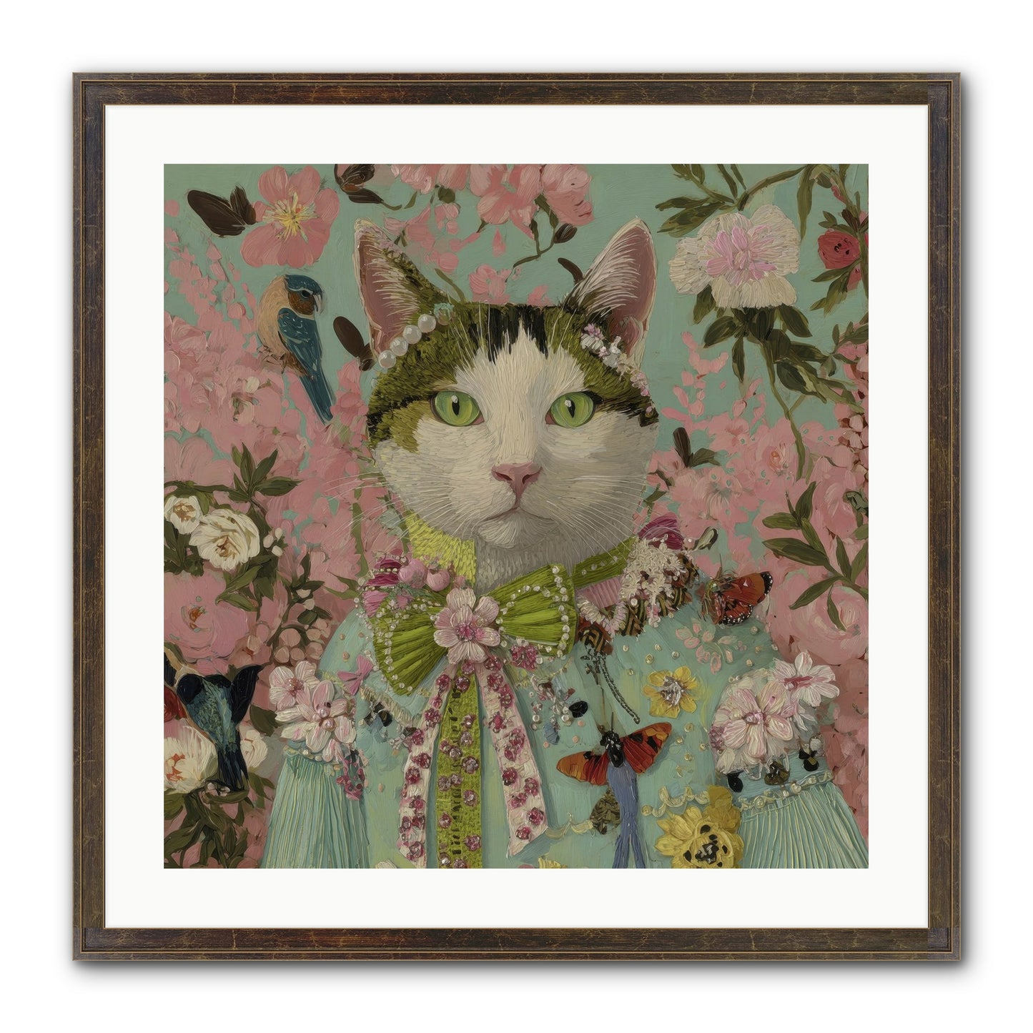 Moon Flower Garden Delight Framed Print - Slimwoods Black/Gold 24x24