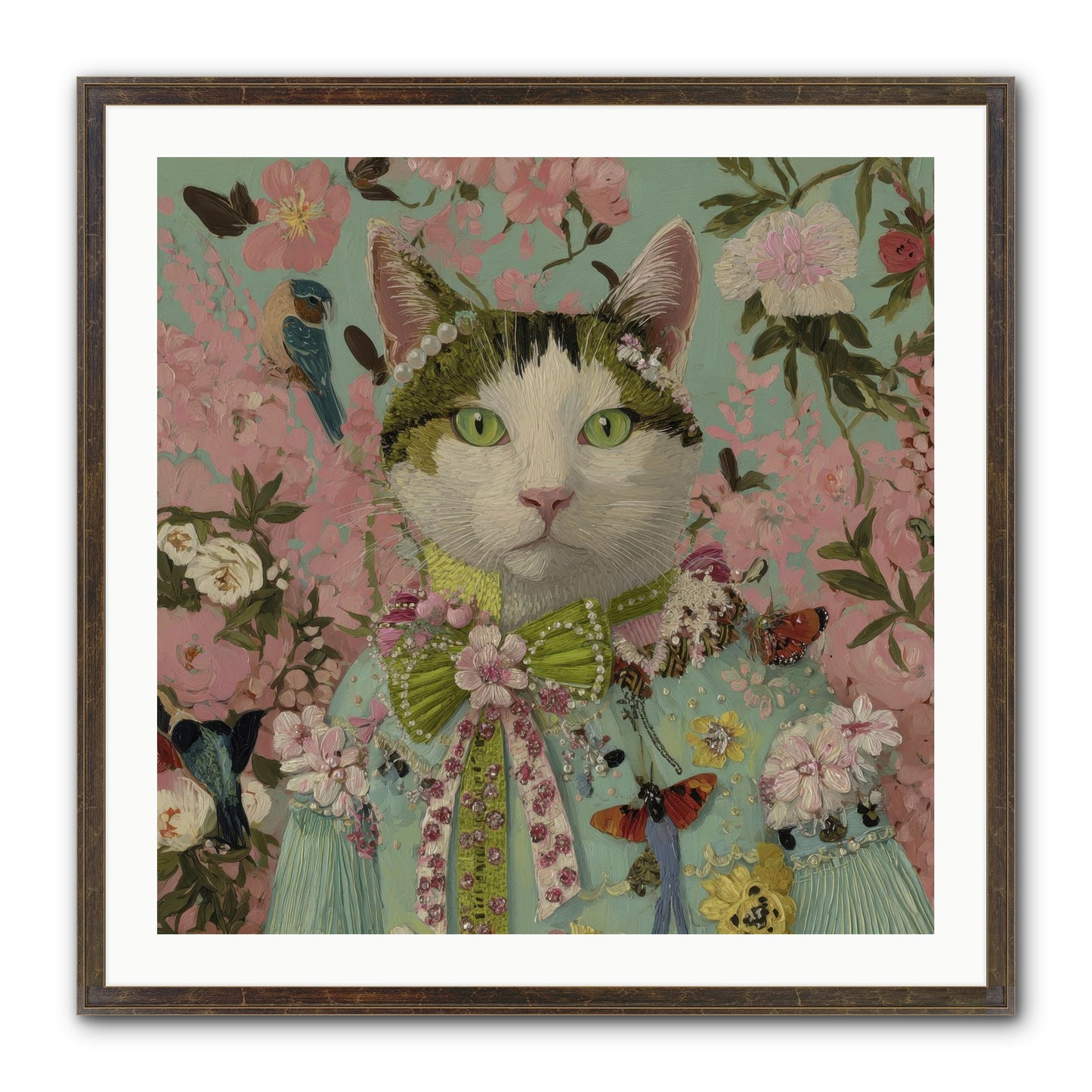 Moon Flower Garden Delight Framed Print - Slimwoods Black/Gold 30x30