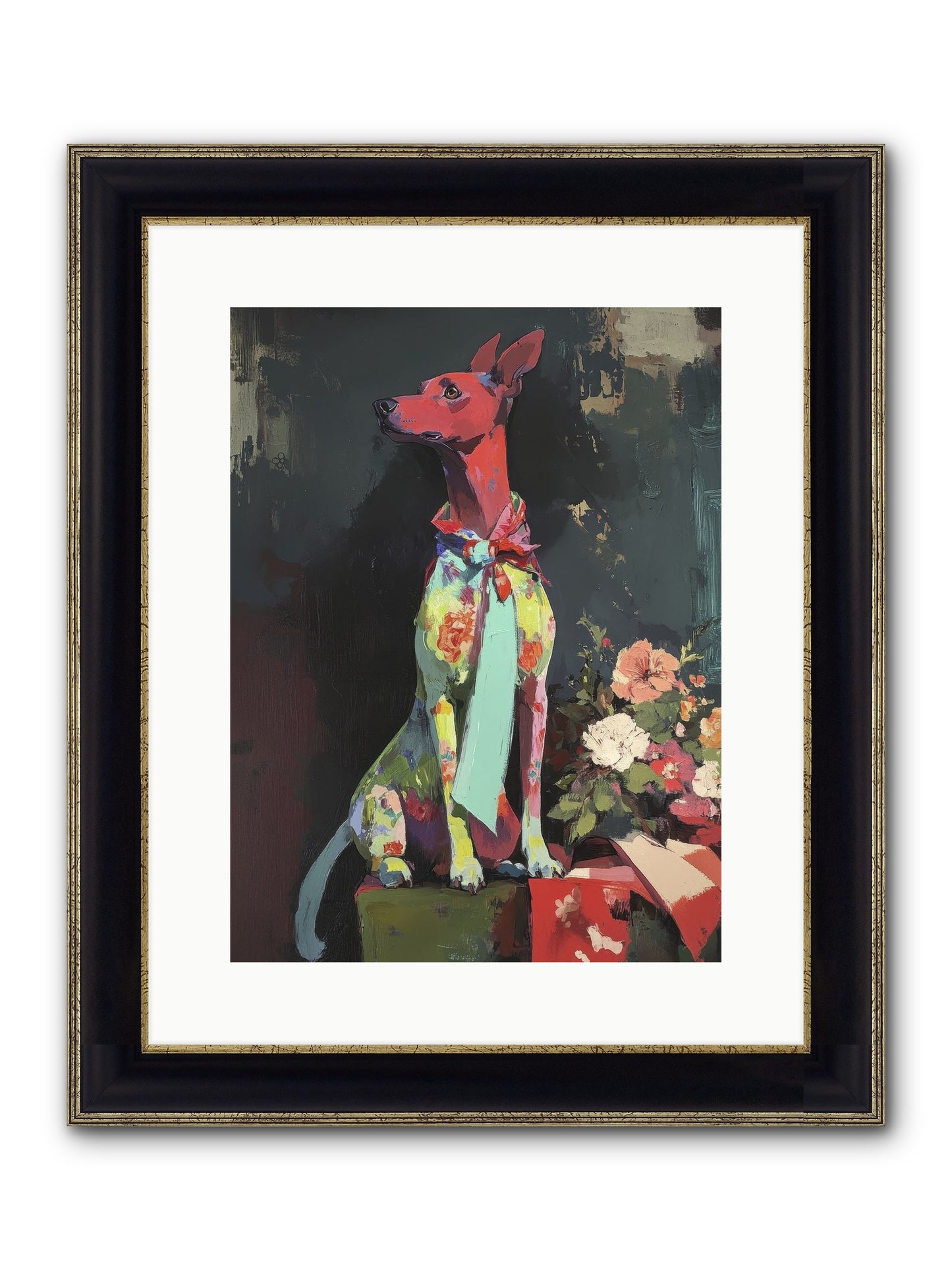 Moonflower Garden Framed Print - Black & Gold 12x16