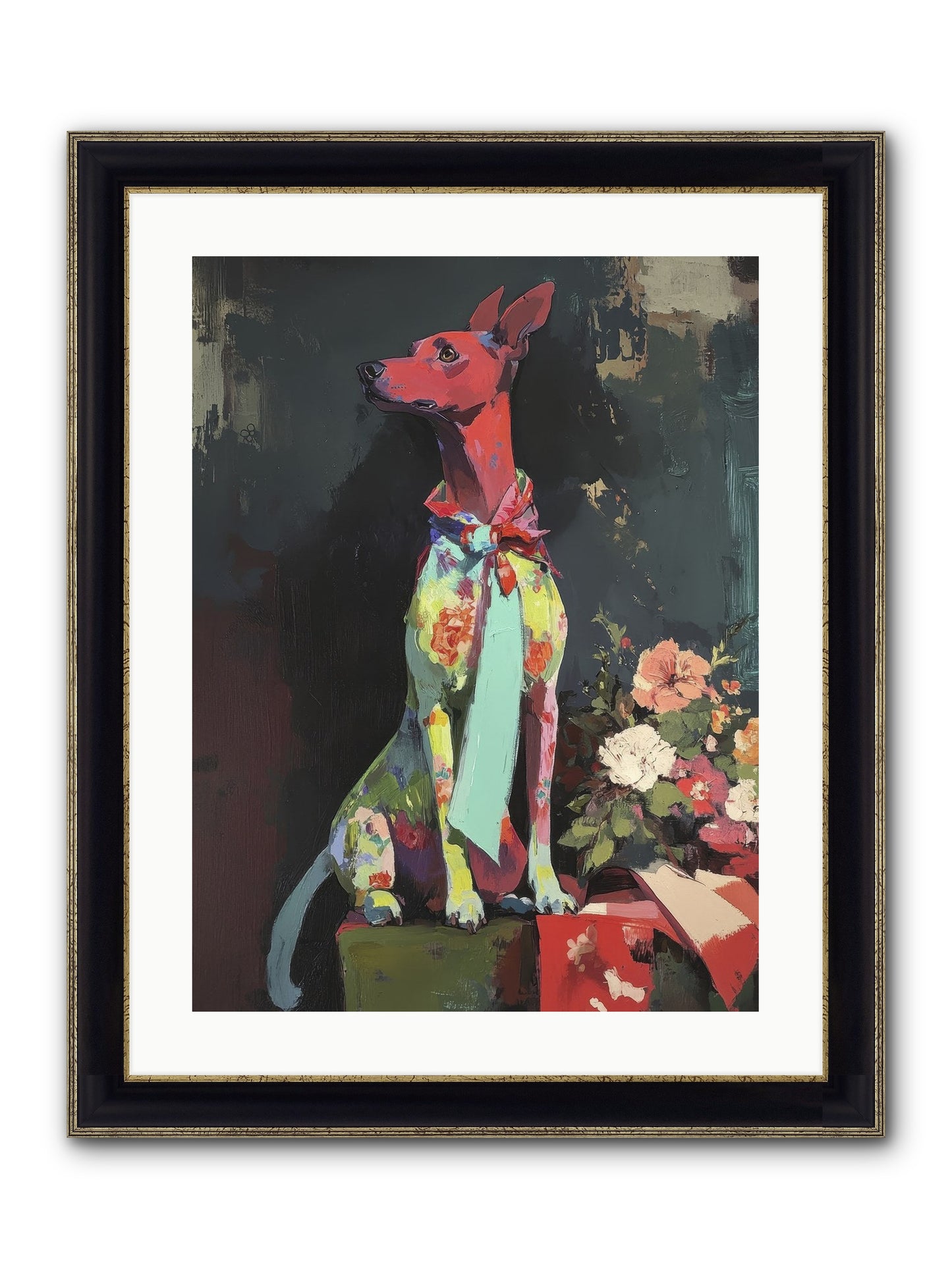 Moonflower Garden Framed Print - Black & Gold 18x24