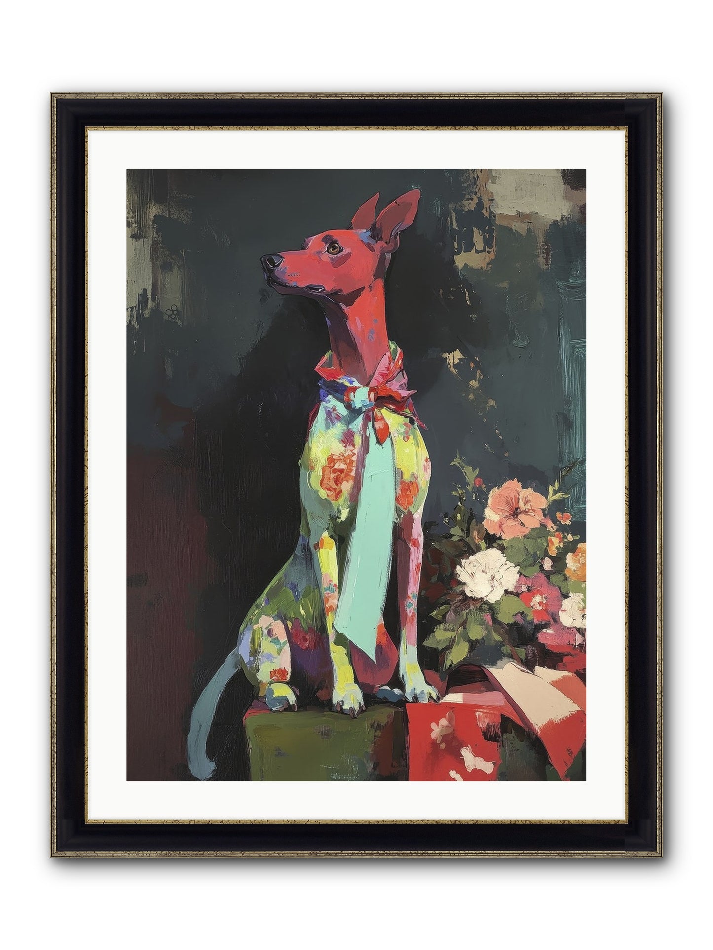 Moonflower Garden Framed Print - Black & Gold 24x32