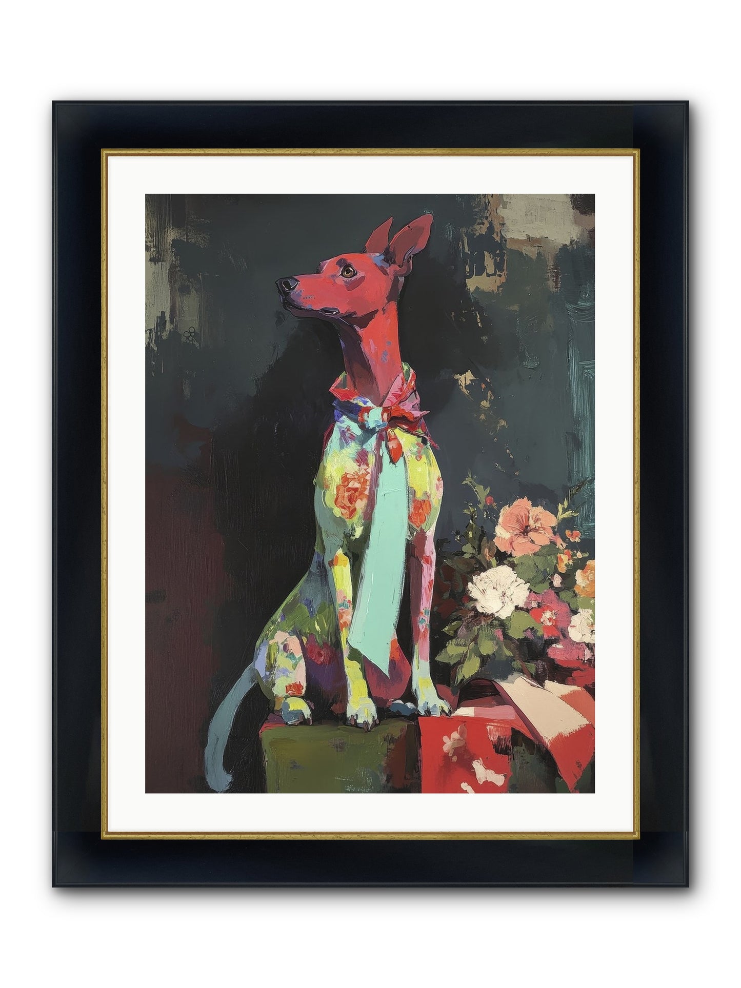 Moonflower Garden Framed Print - Wide Black w/Gold 24x32