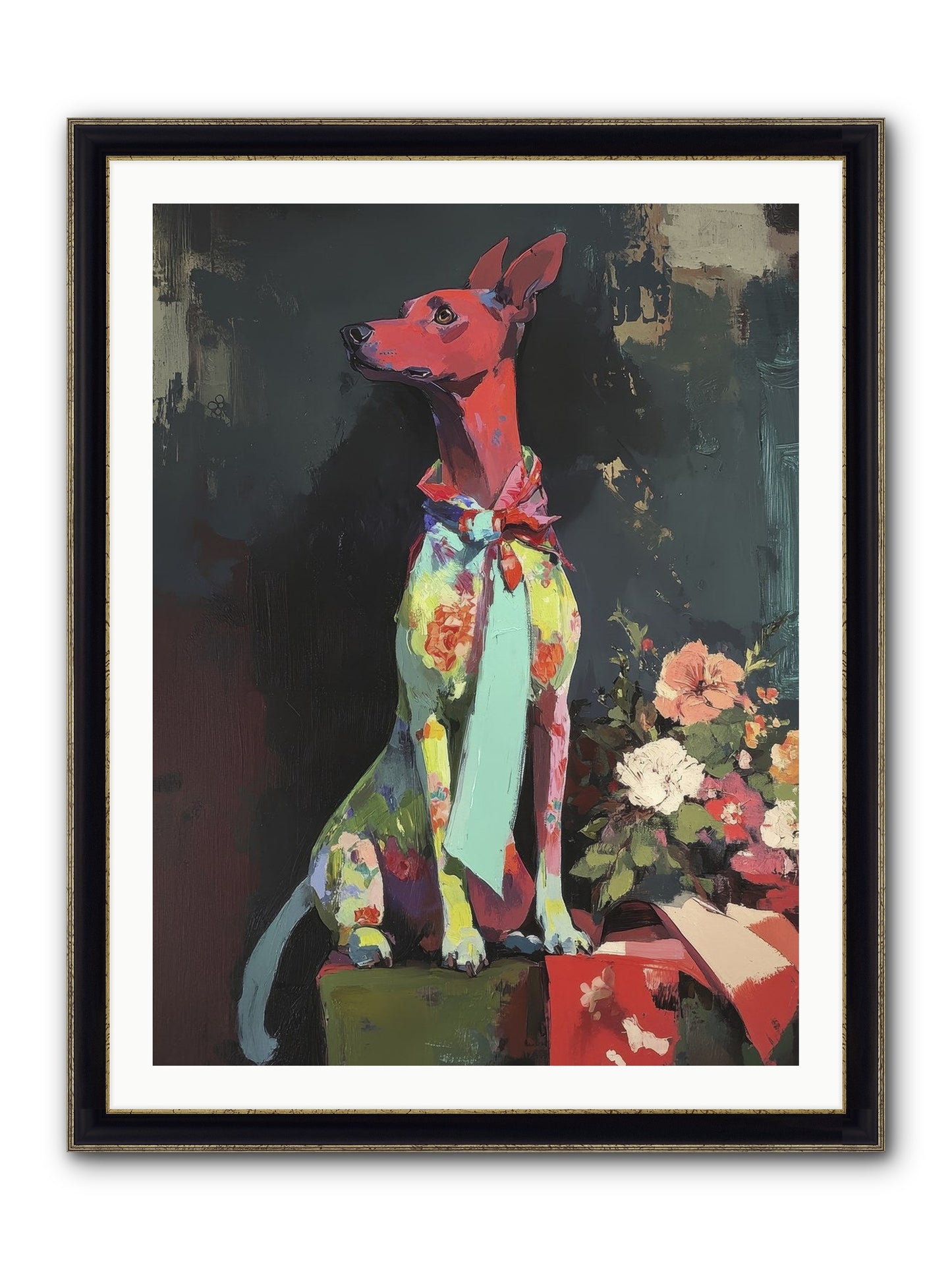 Moonflower Garden Framed Print - Black & Gold 30x40
