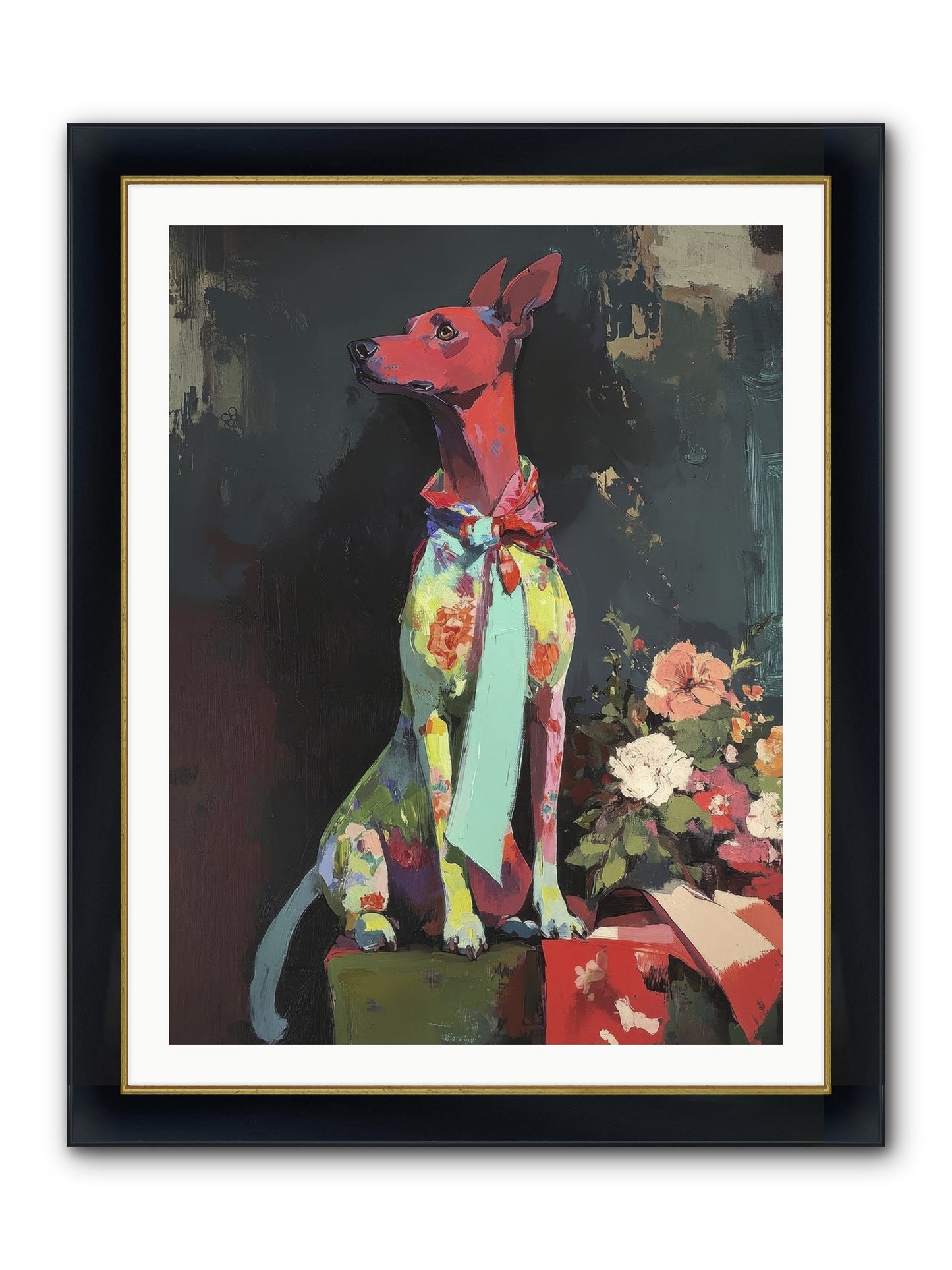 Moonflower Garden Framed Print - Wide Black w/Gold 30x40