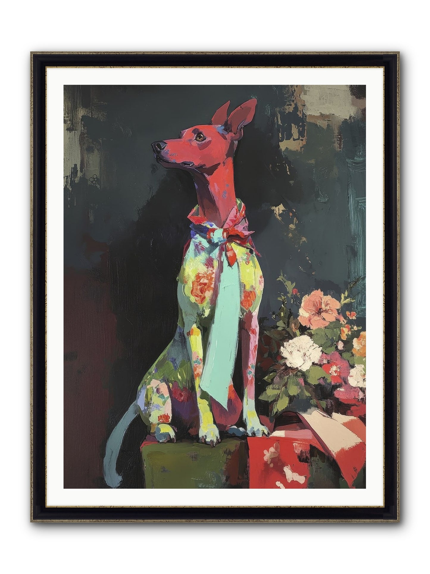 Moonflower Garden Framed Print - Black & Gold 36x48