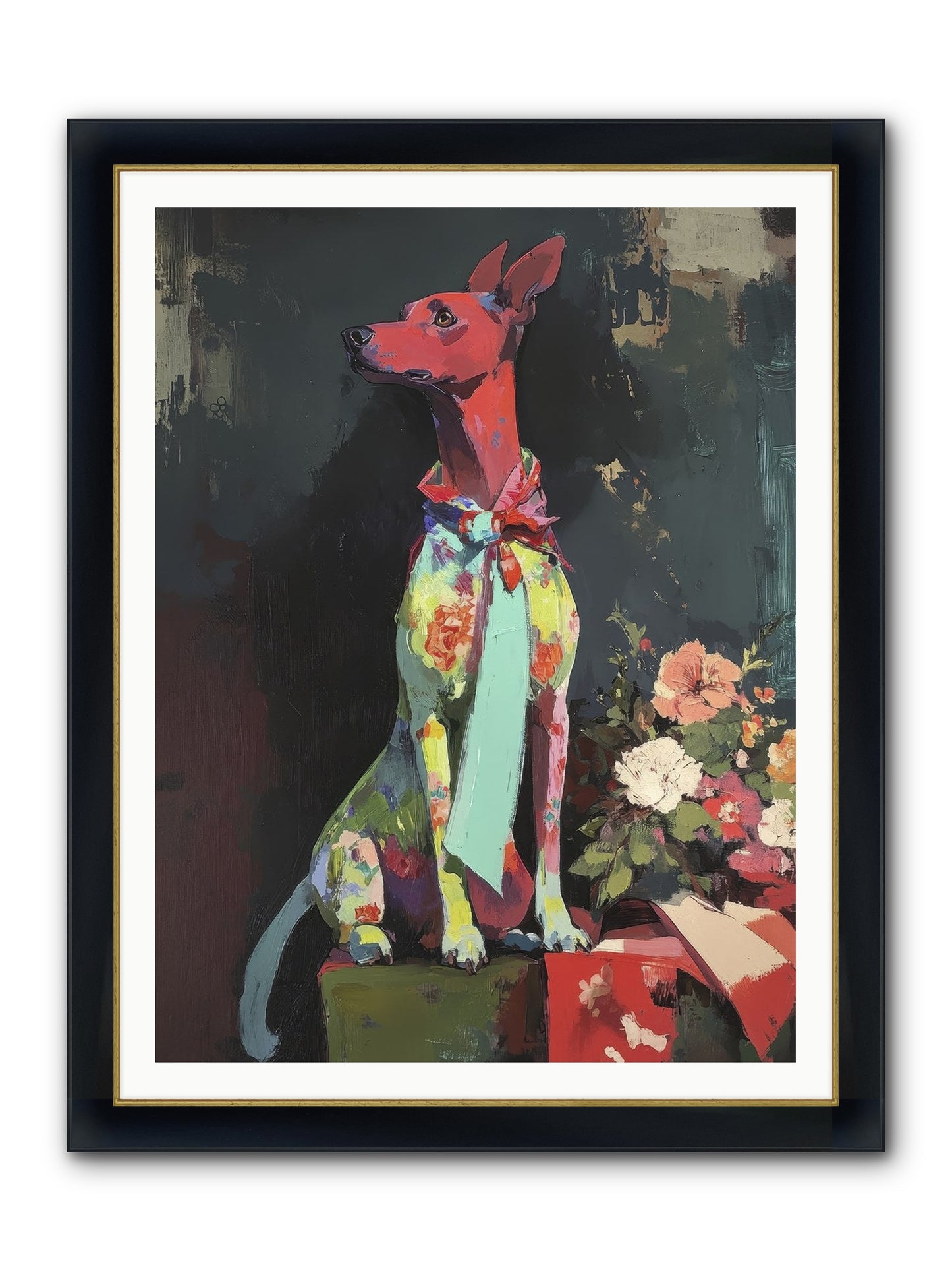 Moonflower Garden Framed Print - Wide Black w/Gold 36x48