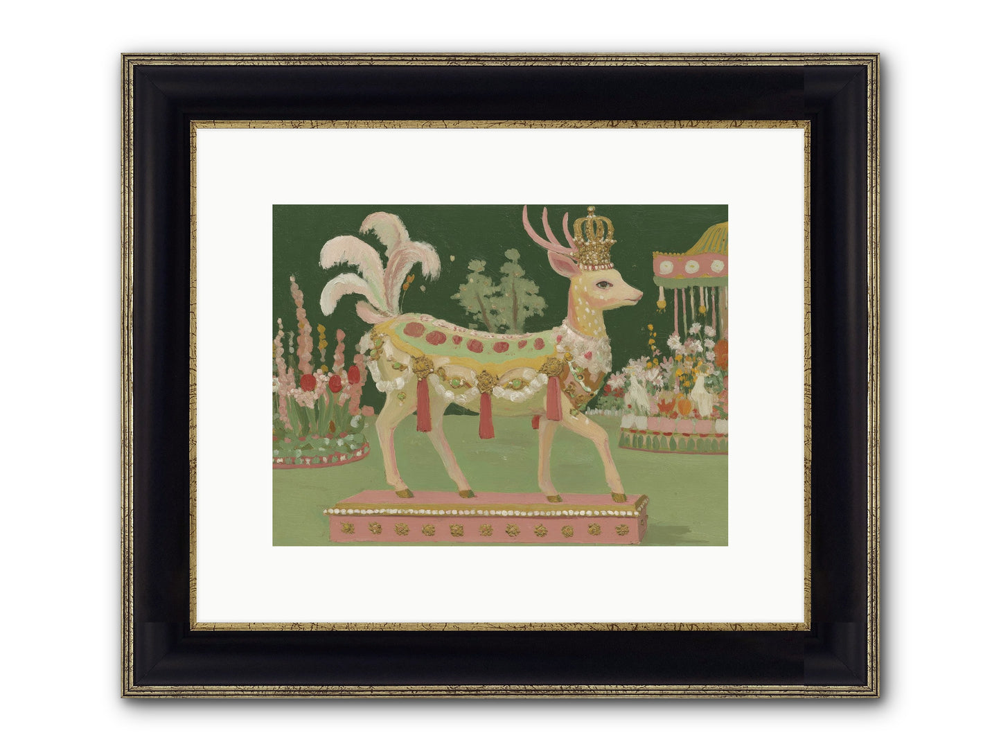 Moonlight Frolic Framed Print - Black & Gold 12x9