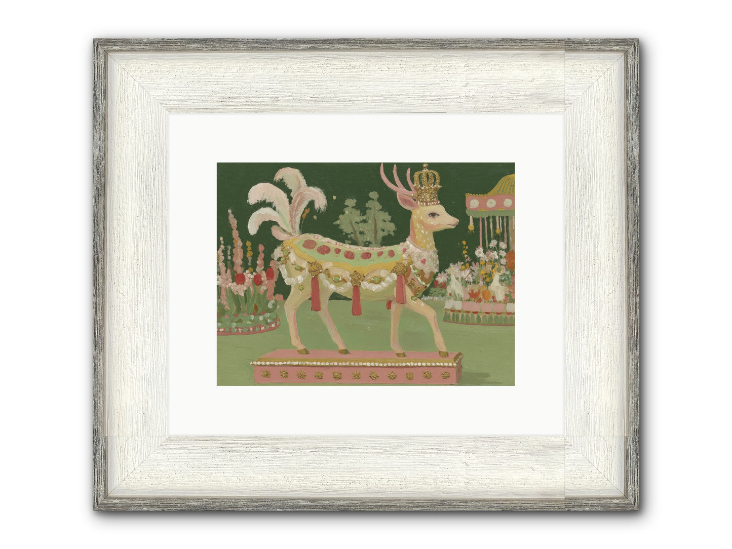Moonlight Frolic Framed Print - Driftwood White 12x9