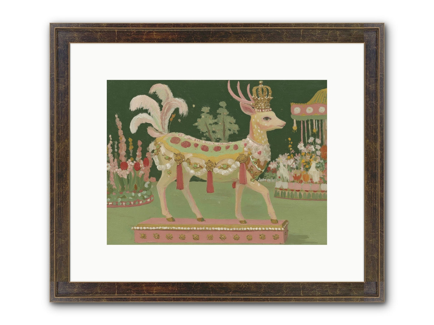 Moonlight Frolic Framed Print - Slimwoods Black/Gold 12x9