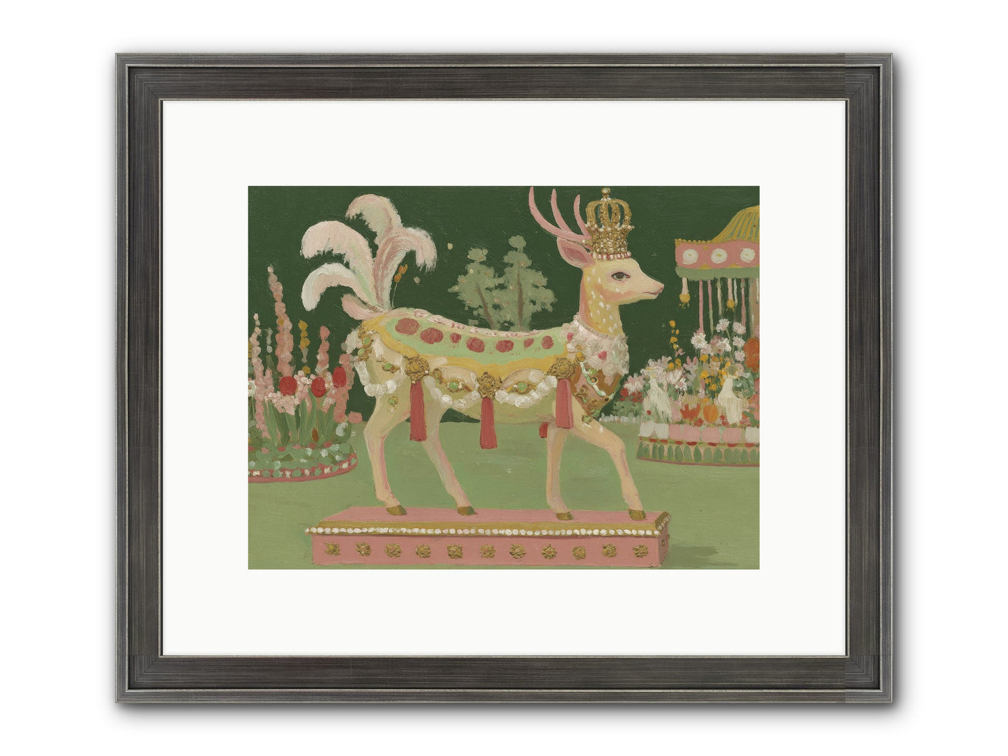 Moonlight Frolic Framed Print - Slimwoods Black/Silver 12x9