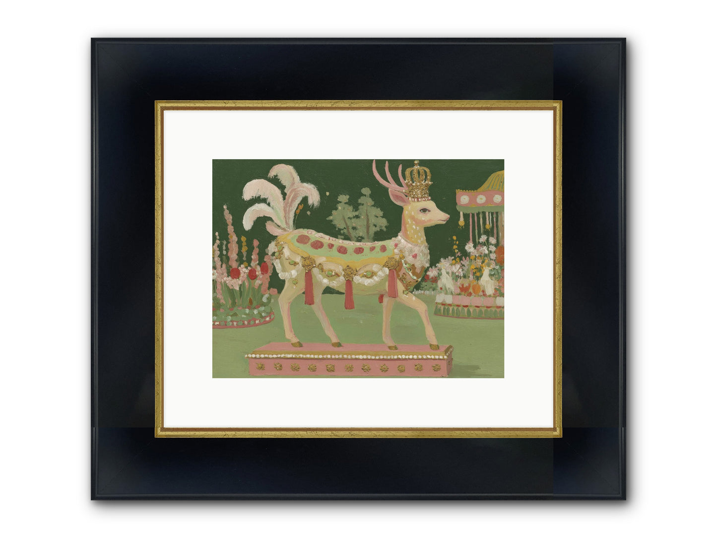 Moonlight Frolic Framed Print - Wide Black w/Gold 12x9
