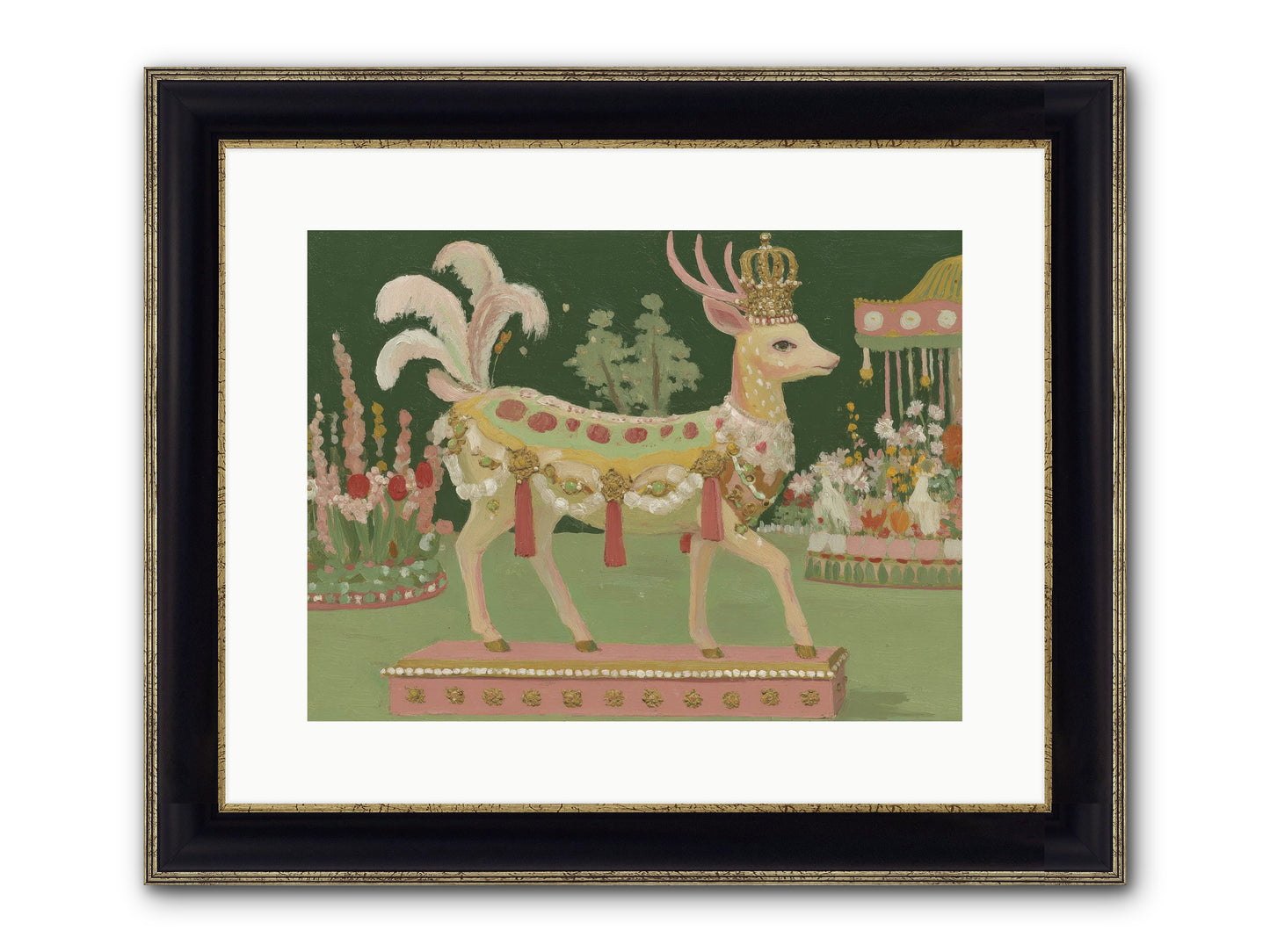 Moonlight Frolic Framed Print - Black & Gold 16x12