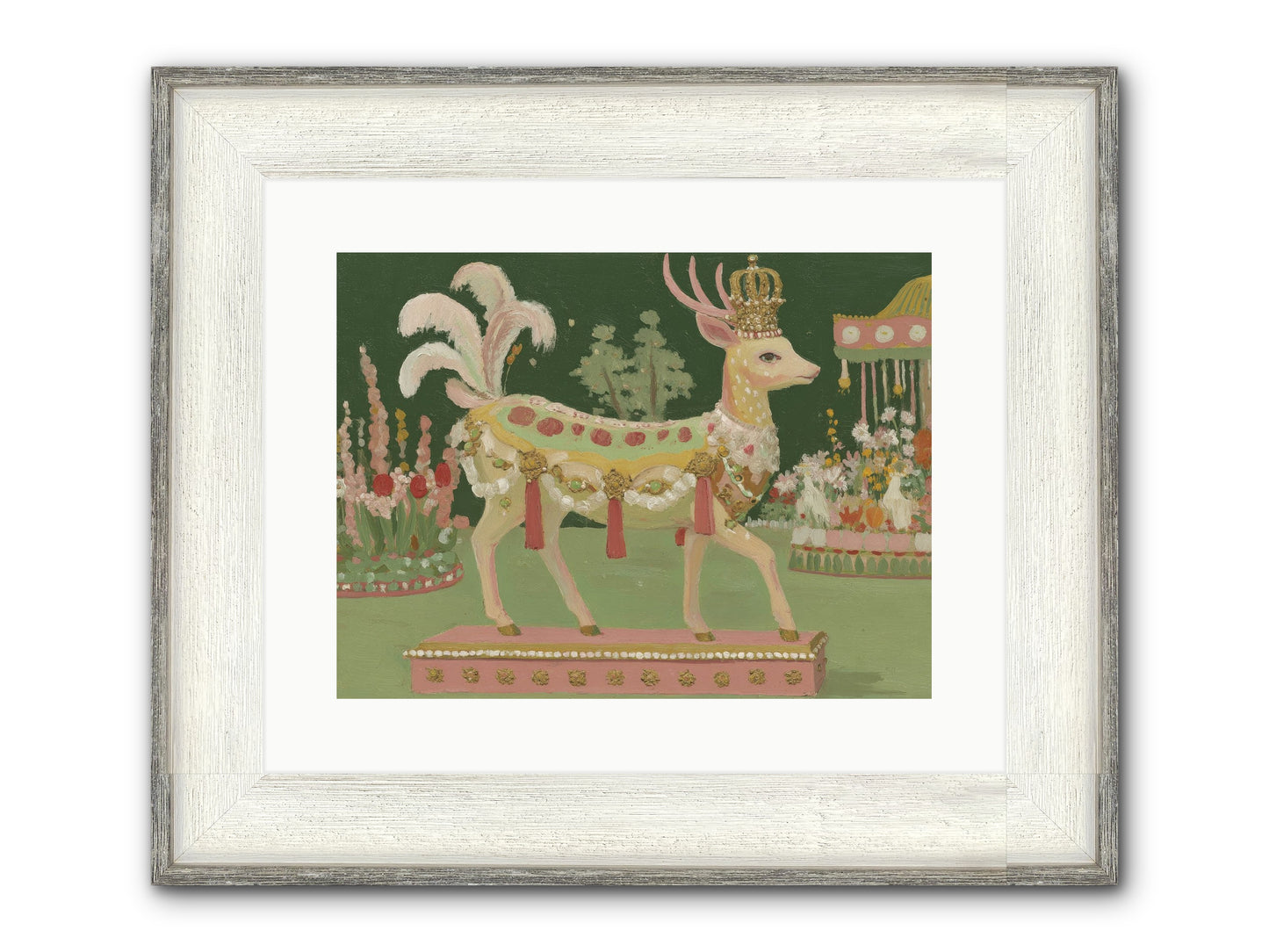 Moonlight Frolic Framed Print - Driftwood White 16x12