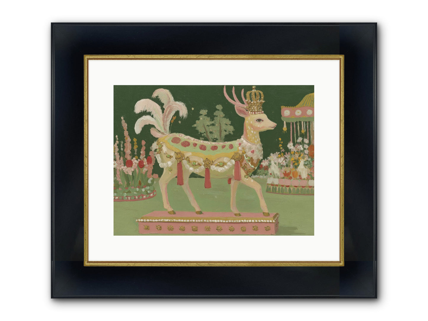 Moonlight Frolic Framed Print - Wide Black w/Gold 16x12