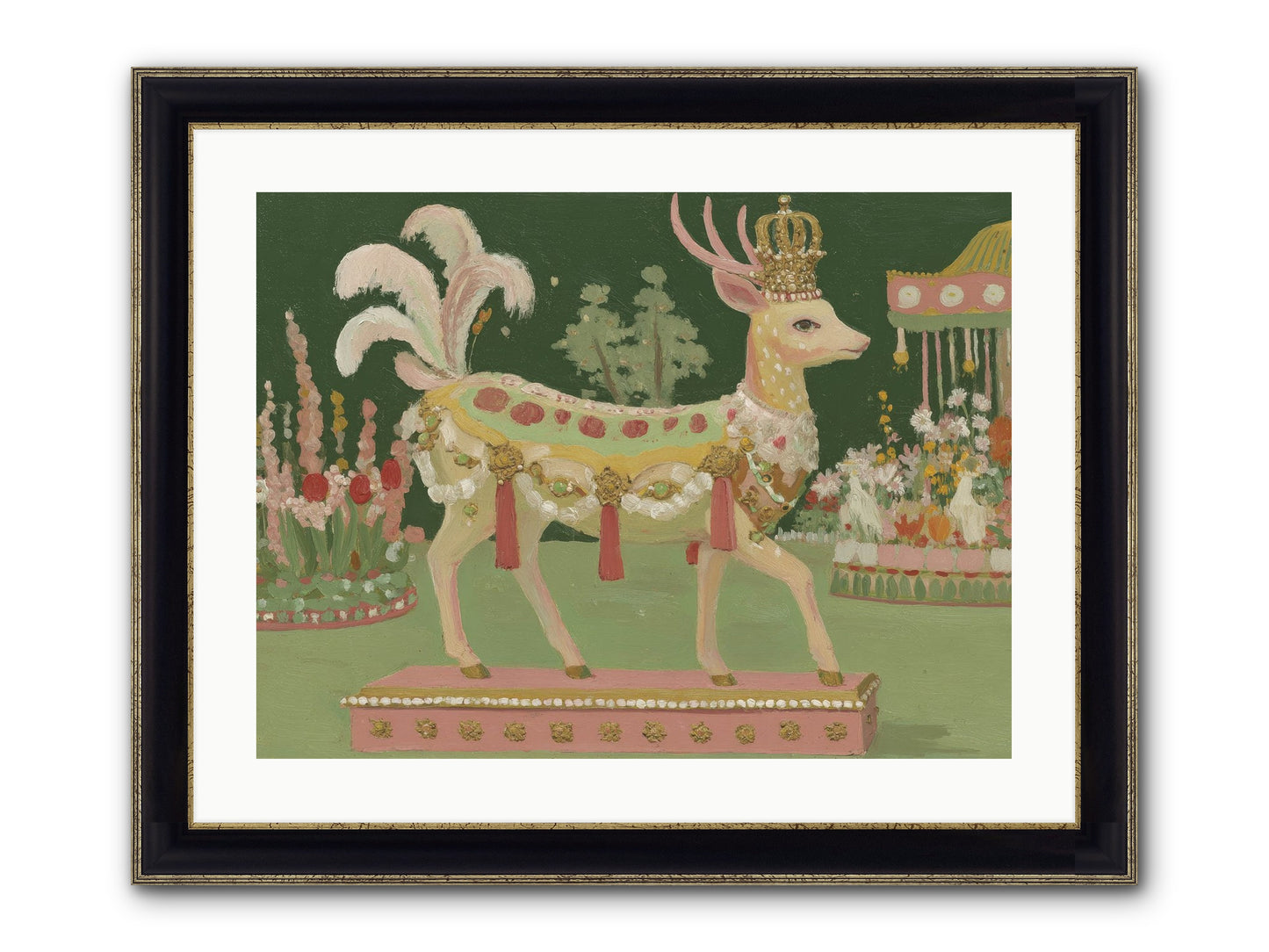 Moonlight Frolic Framed Print - Black & Gold 24x18